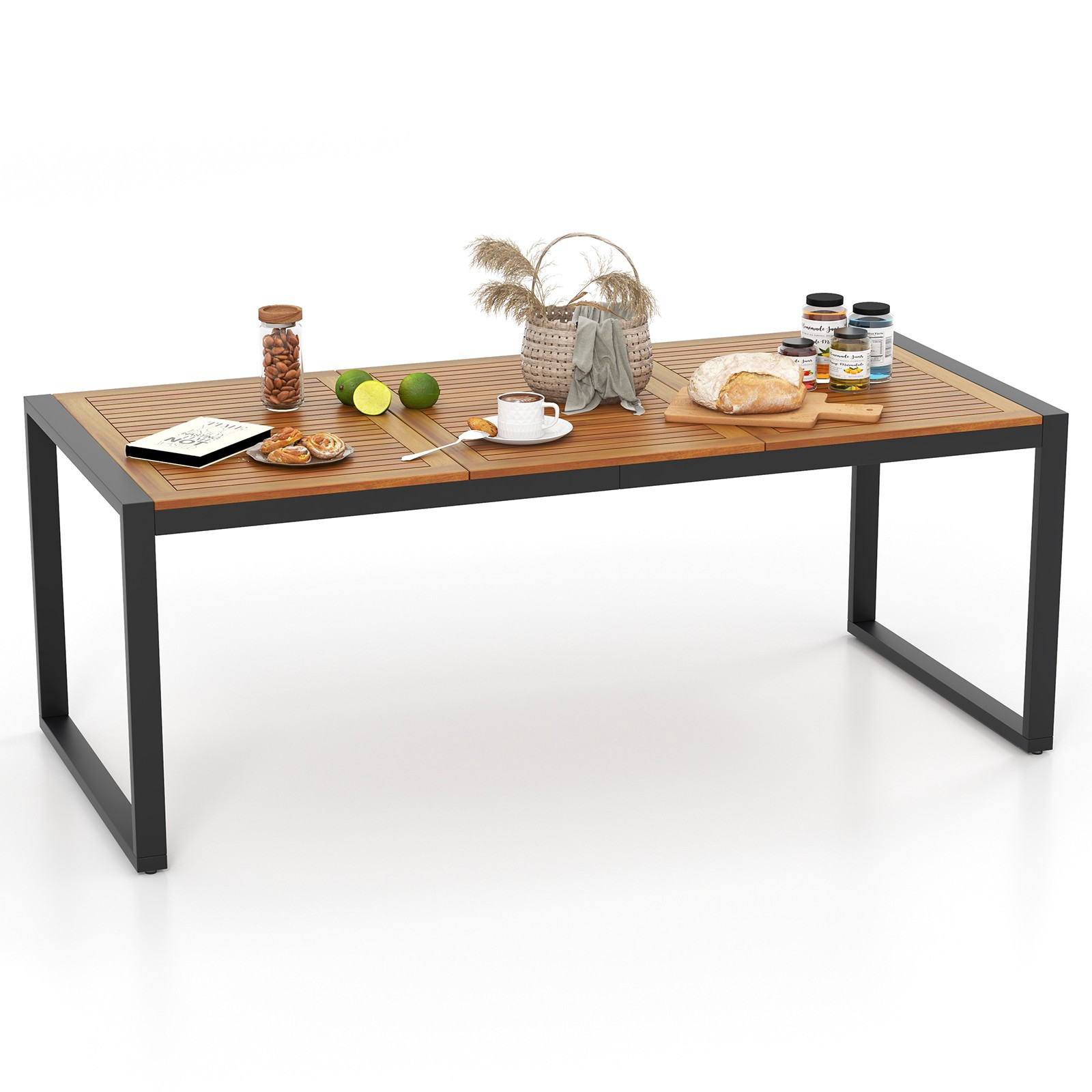 Mesa de jantar para pátio em madeira de acácia de 79 polegadas com ...