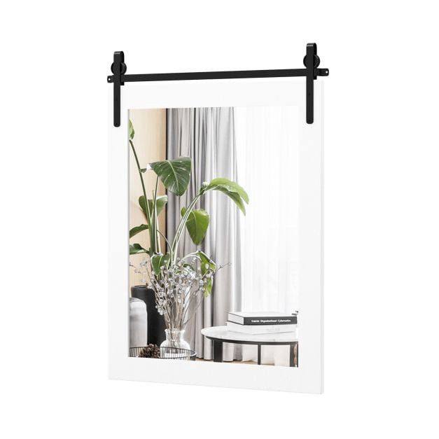 Espelho de parede 30 x 22 polegadas, moldura de madeira branca