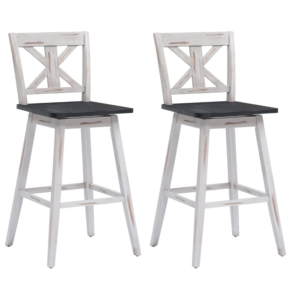 Conjunto de 2 banquetas de bar giratórias 360°, 74 cm (29 polegadas...