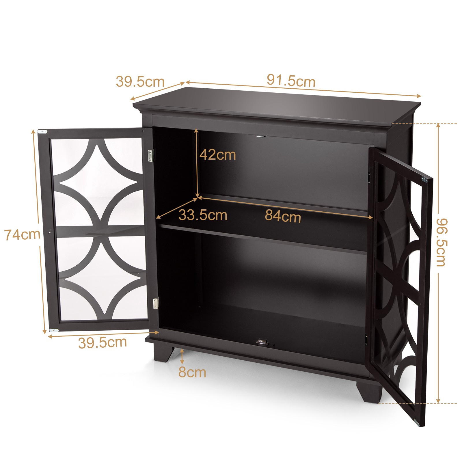 Buffet-Sideboard-Schrank mit Glastüren, MDF
