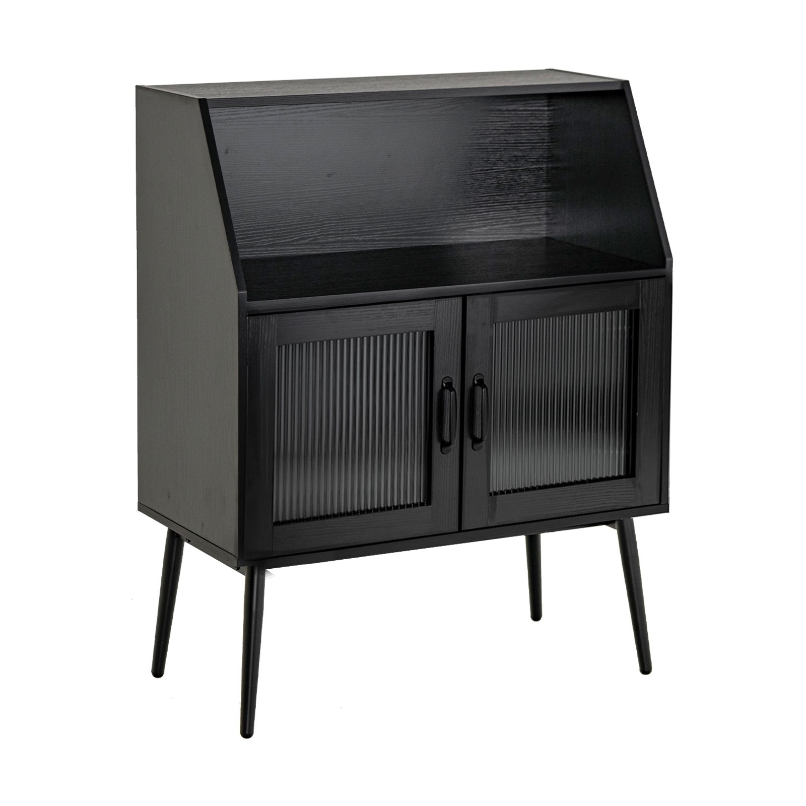 Buffet-Sideboard, 2 Glastüren, Schwarz