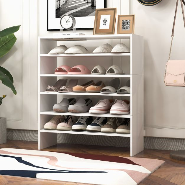 Stackable Shoe Rack, 3-Piece 2-Tier, 78 cm, White