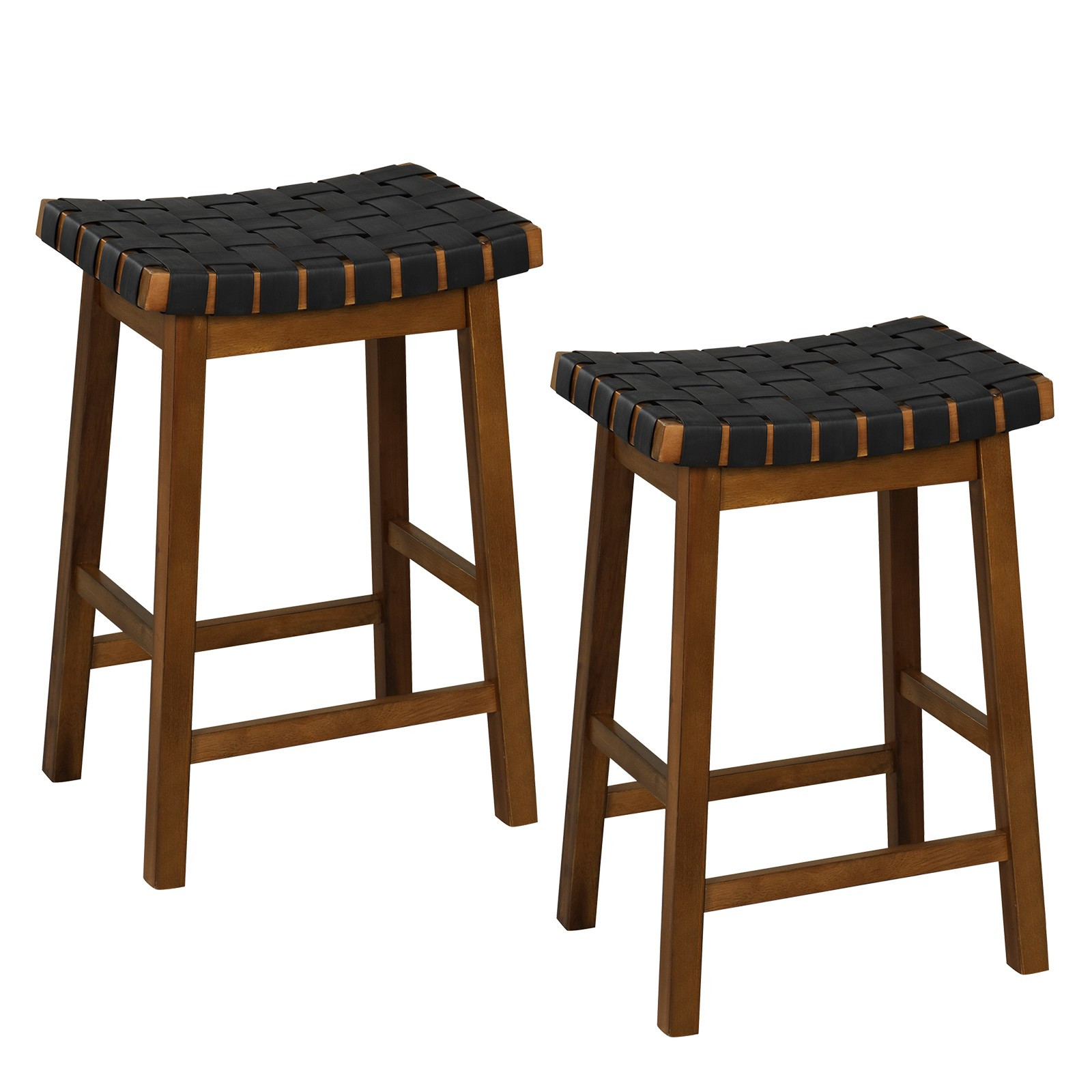 Conjunto de 2 banquetas altas para bar, em couro PU trançado, 63,5 ...