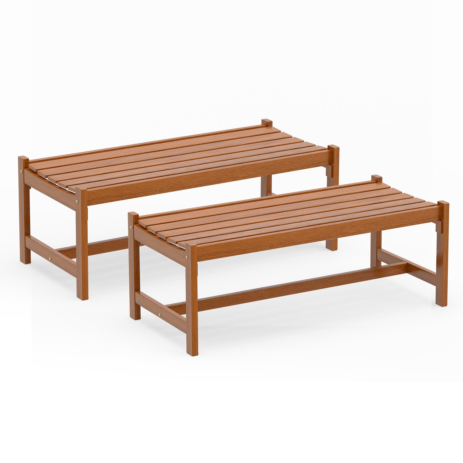 Conjunto de 2 bancos de jantar para exterior em madeira maciça, 112...