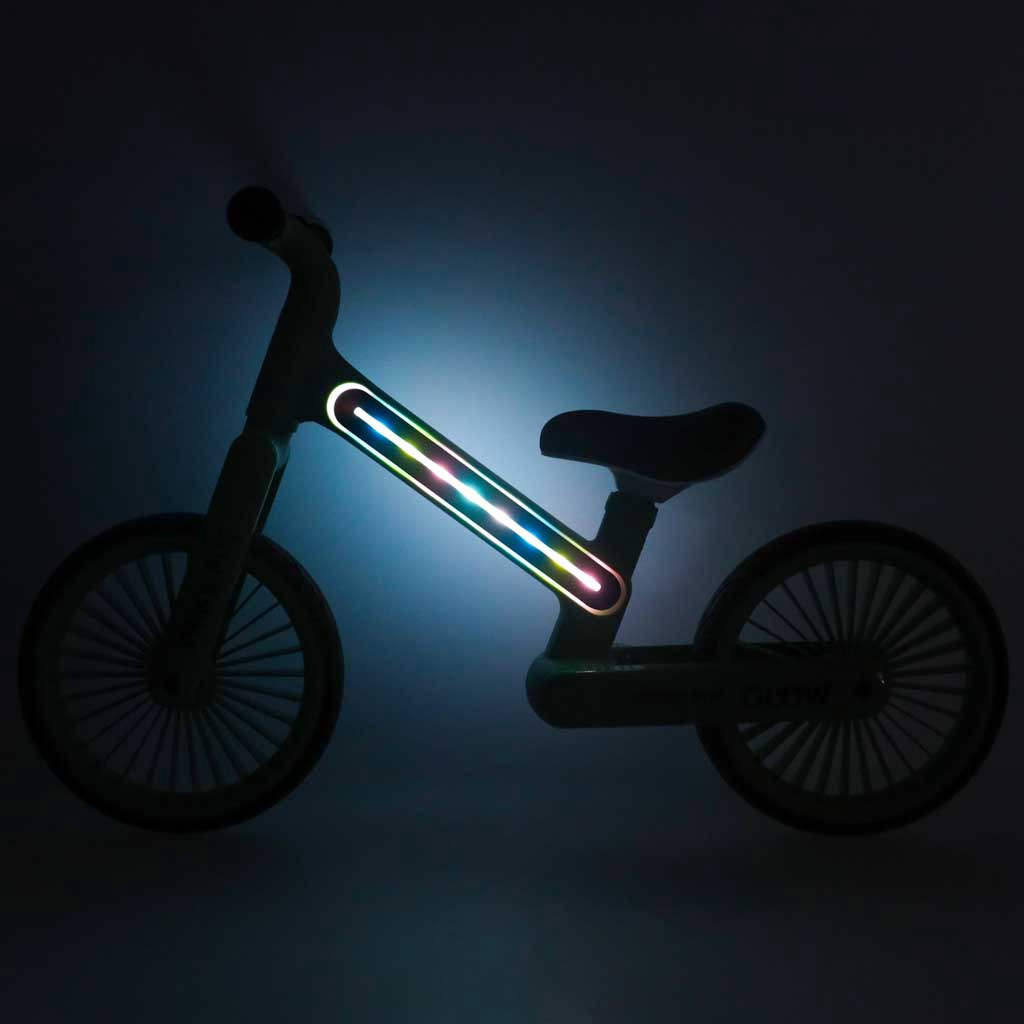 Bicicleta de equilíbrio infantil com luzes LED, verde, 12 polegadas