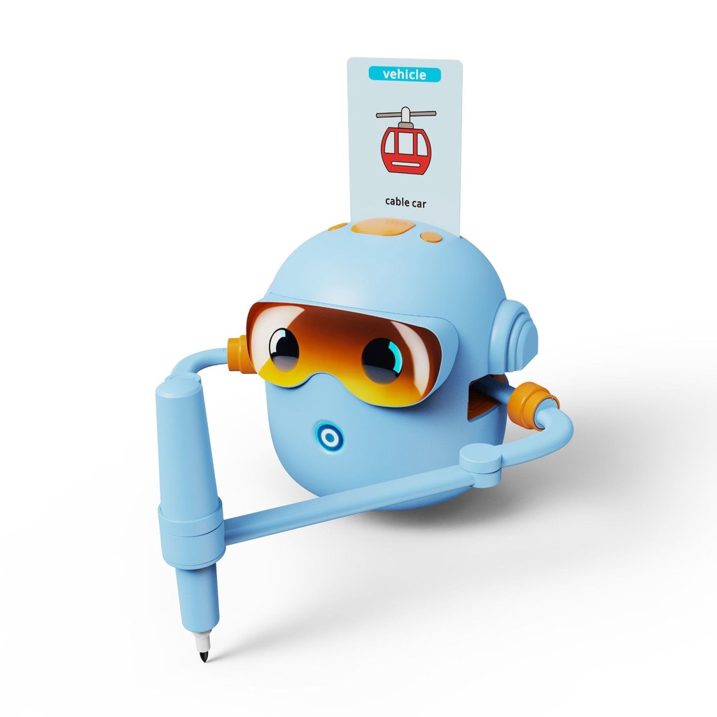 Interactive Drawing Robot STEM Set, 100 Flashcards, Blue