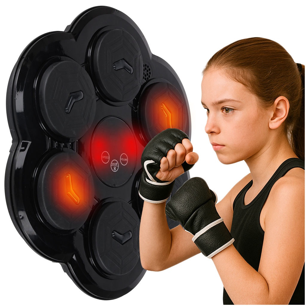 Tapis de boxe mural, LED Bluetooth, gants