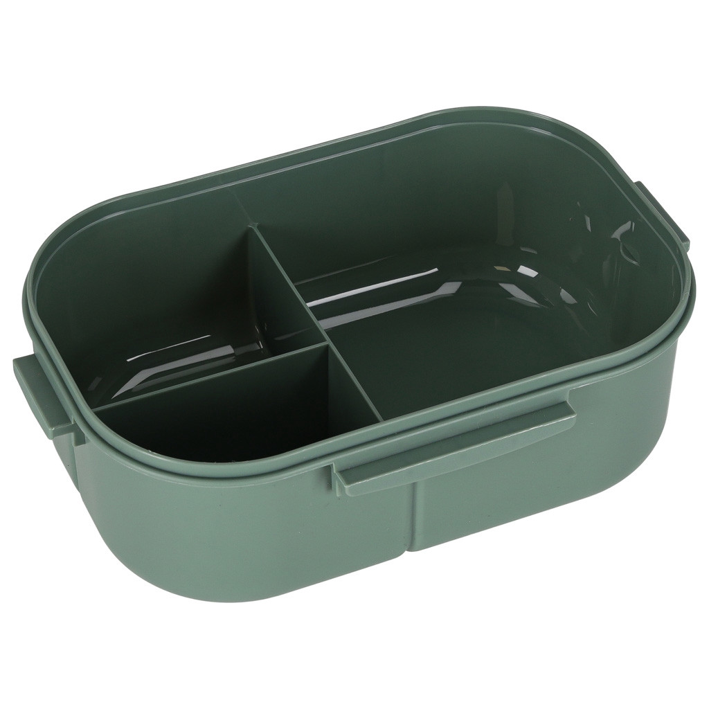 Boîte à lunch compartimentée, 1200 ml, verte, couverts