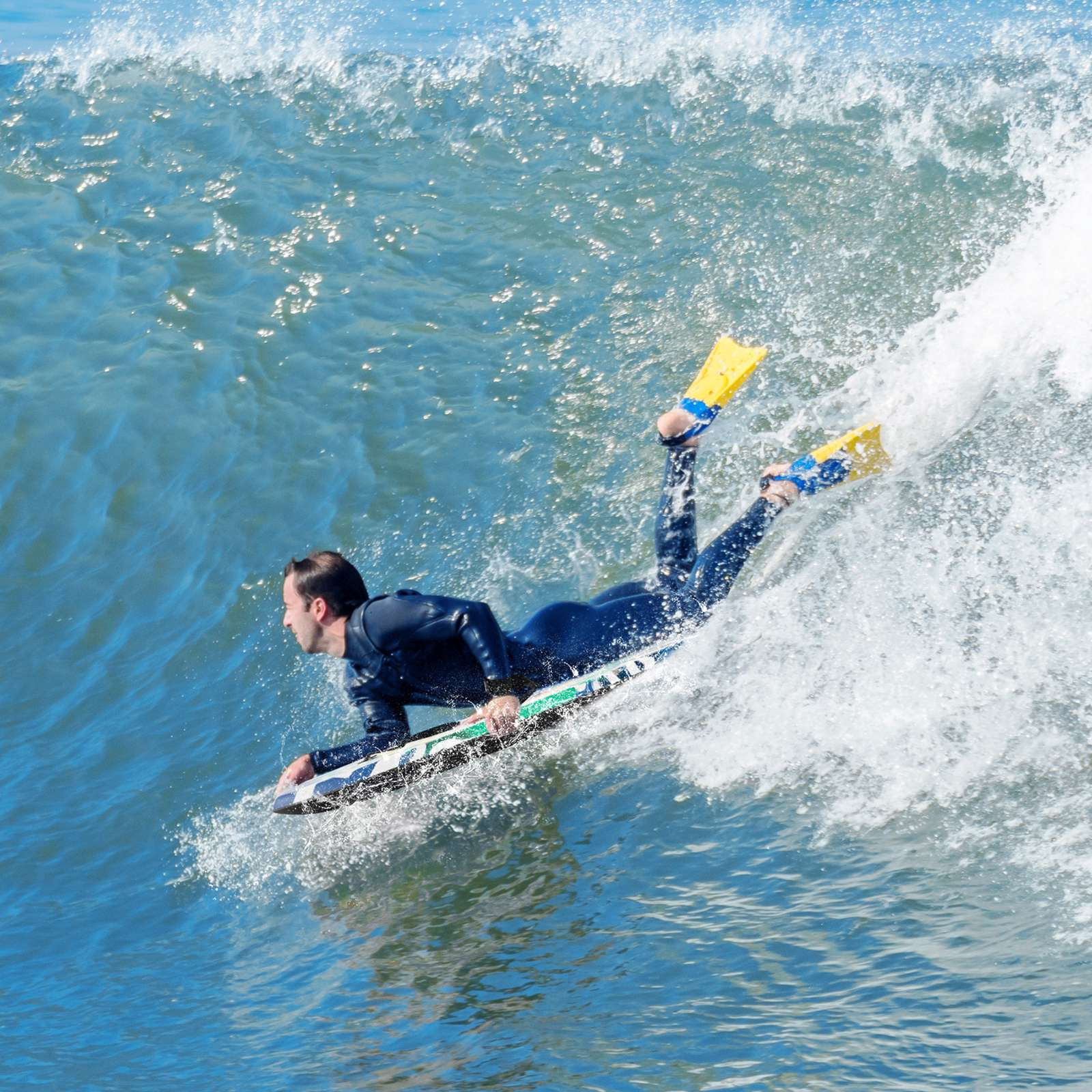 Prancha de Bodyboard 33–41 polegadas, núcleo de EPS, leash de pulso