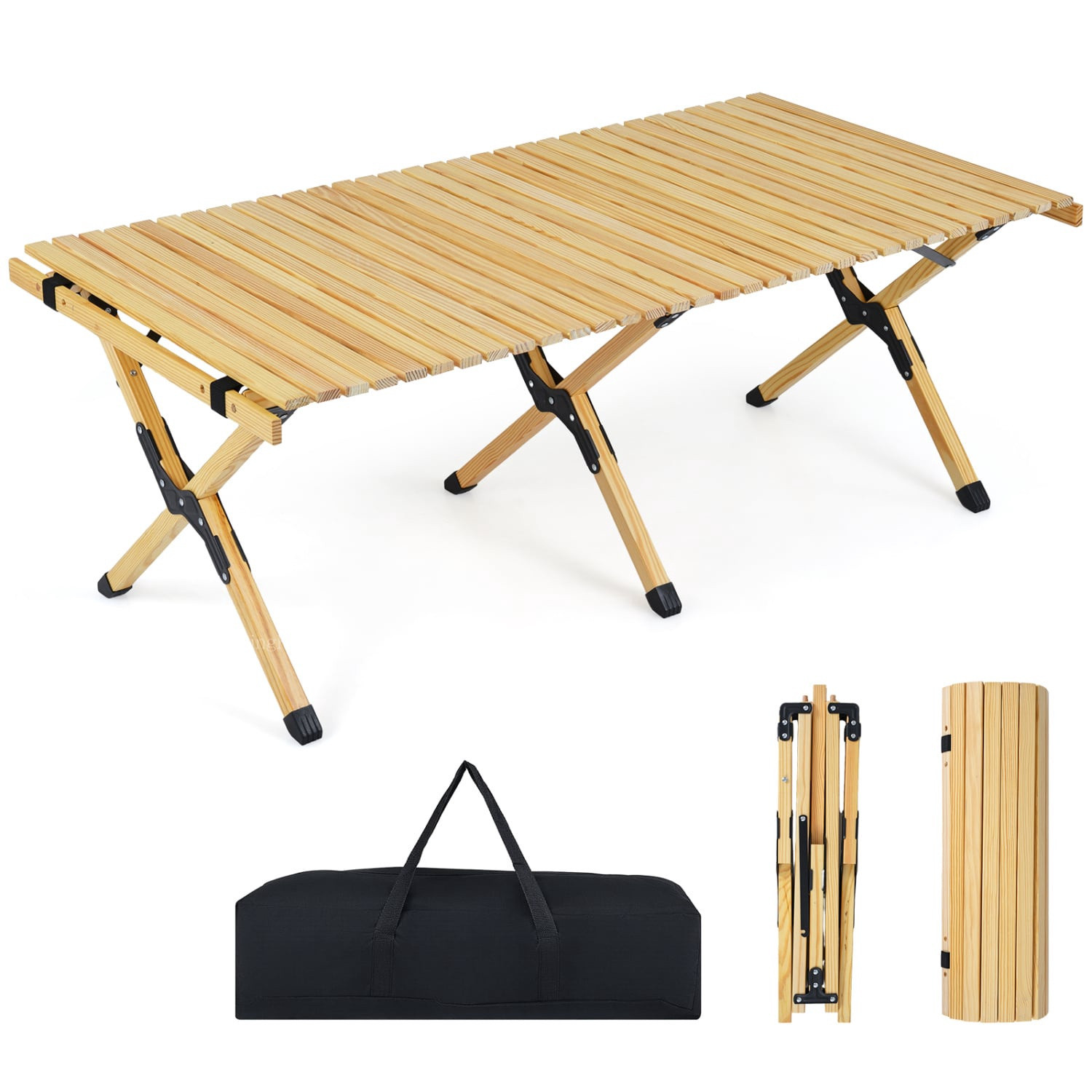 Mesa dobrável para camping, 122 cm (48 polegadas), madeira de pinho...