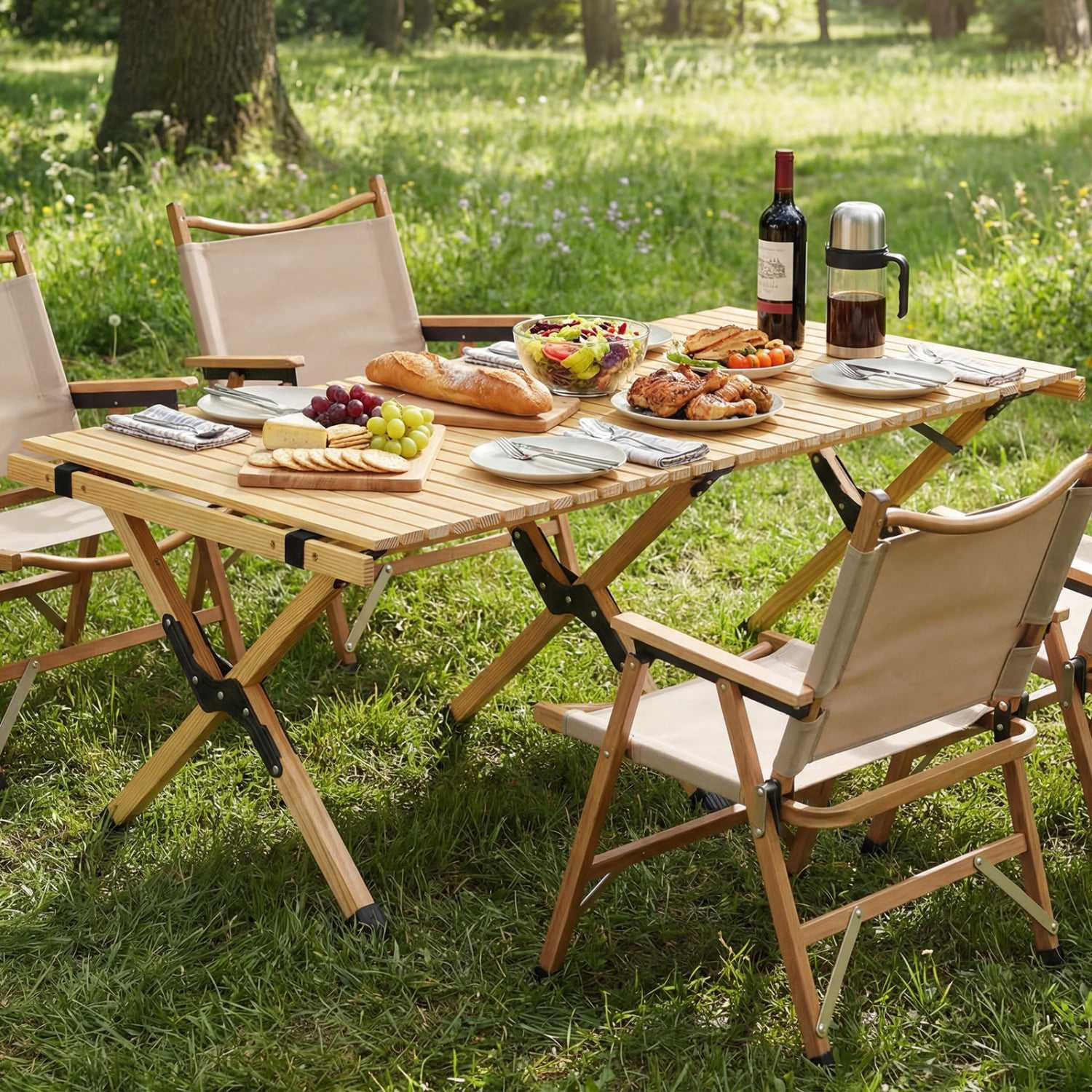 Mesa dobrável para camping, 122 cm (48 polegadas), madeira de pinho...
