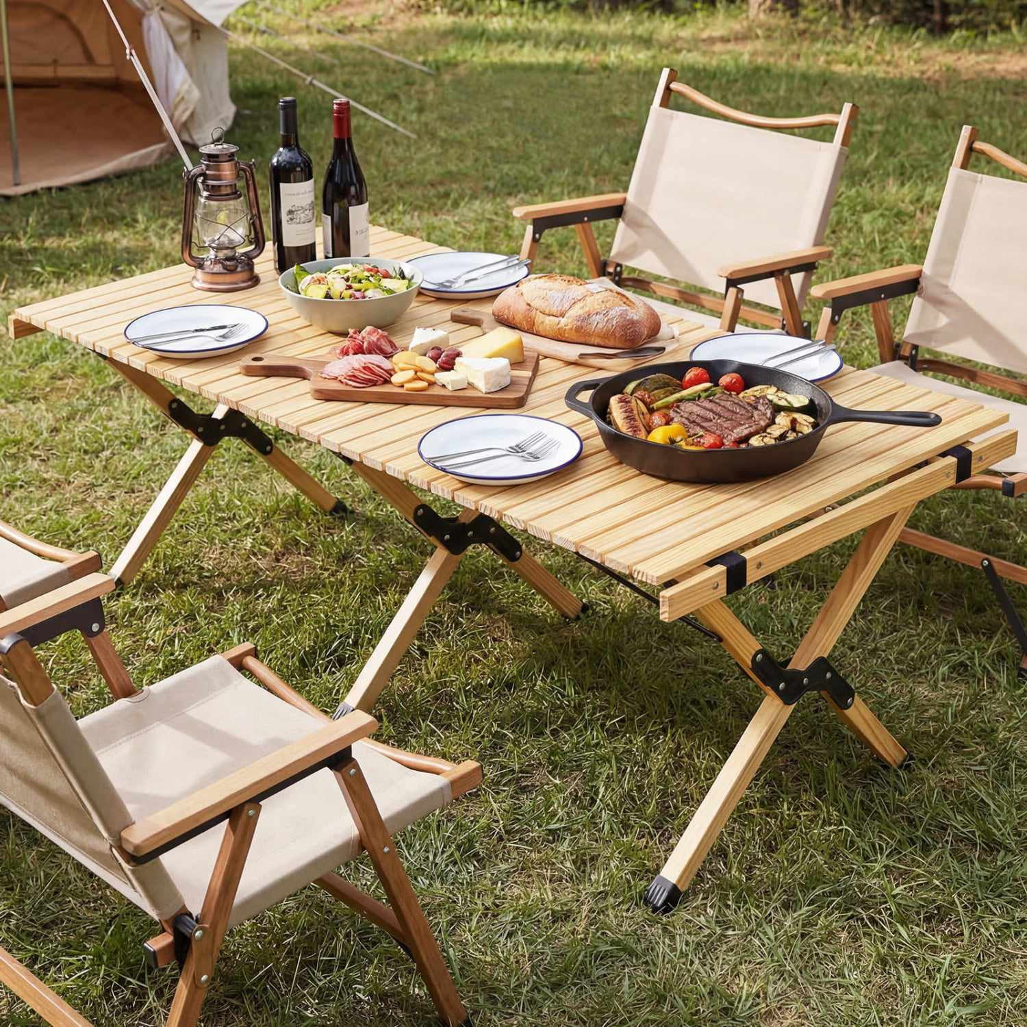 Mesa dobrável para camping, 122 cm (48 polegadas), madeira de pinho...