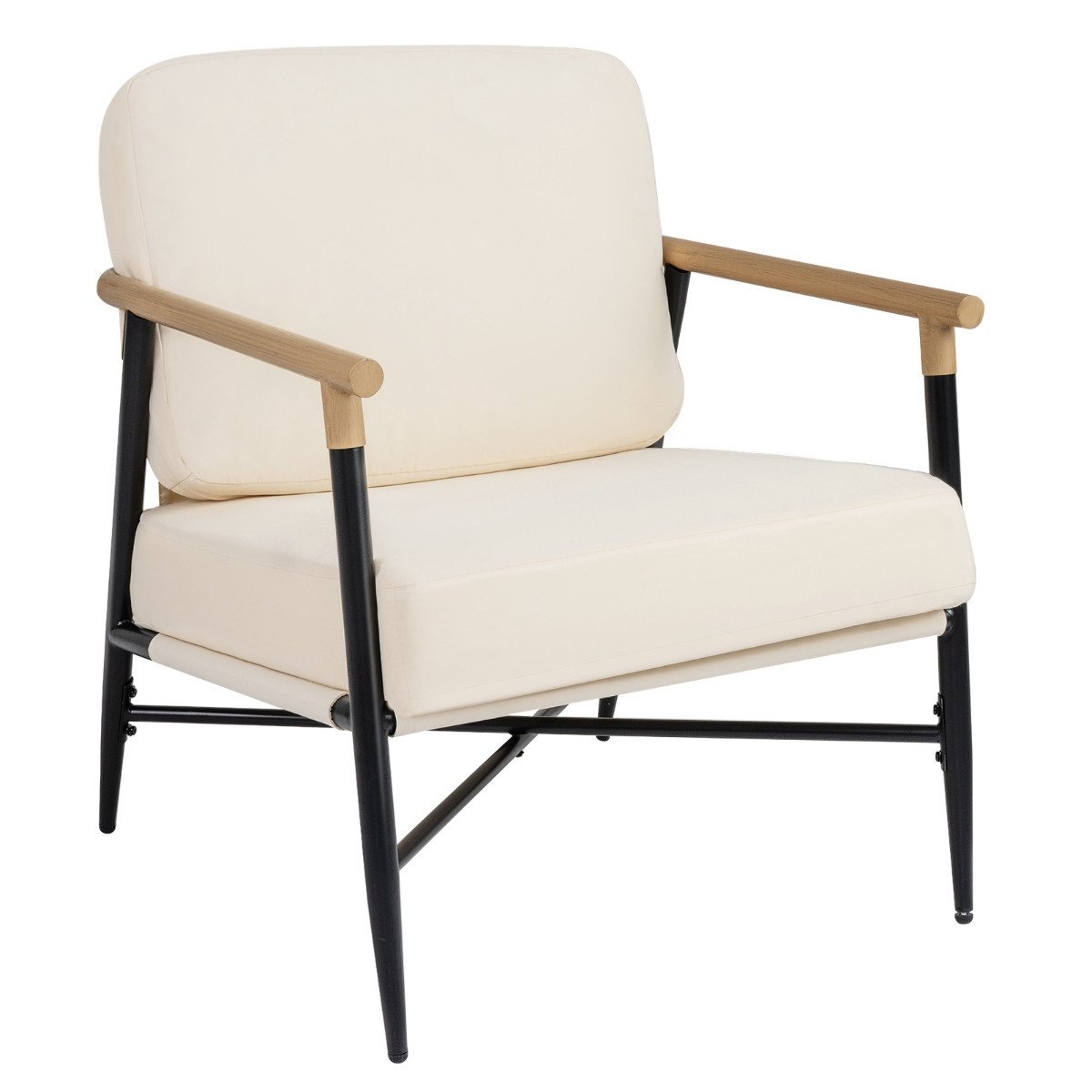 Poltrona Accent, beige, con cuscini sfoderabili e dotati di cerniera.