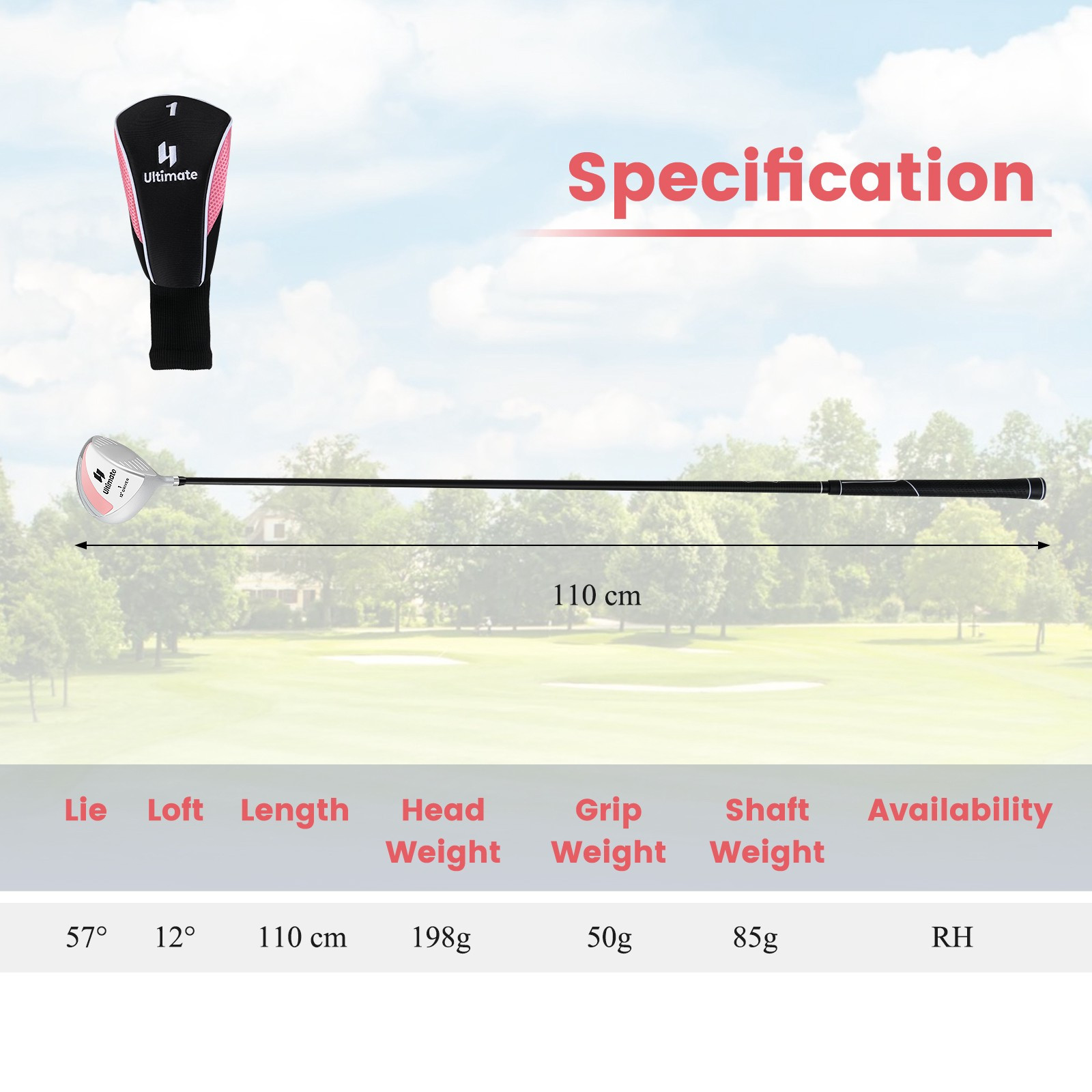Driver de golfe feminino de 12 polegadas e 460 cc, com haste de gra...