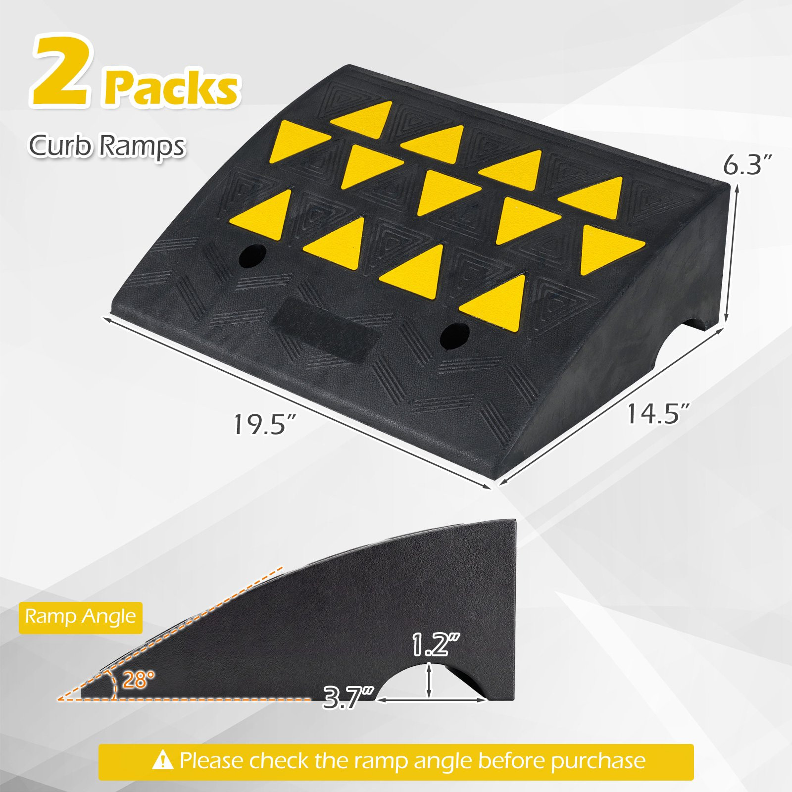 Rampas de entrada para garagem, conjunto de 2, com elevação de 12,7...