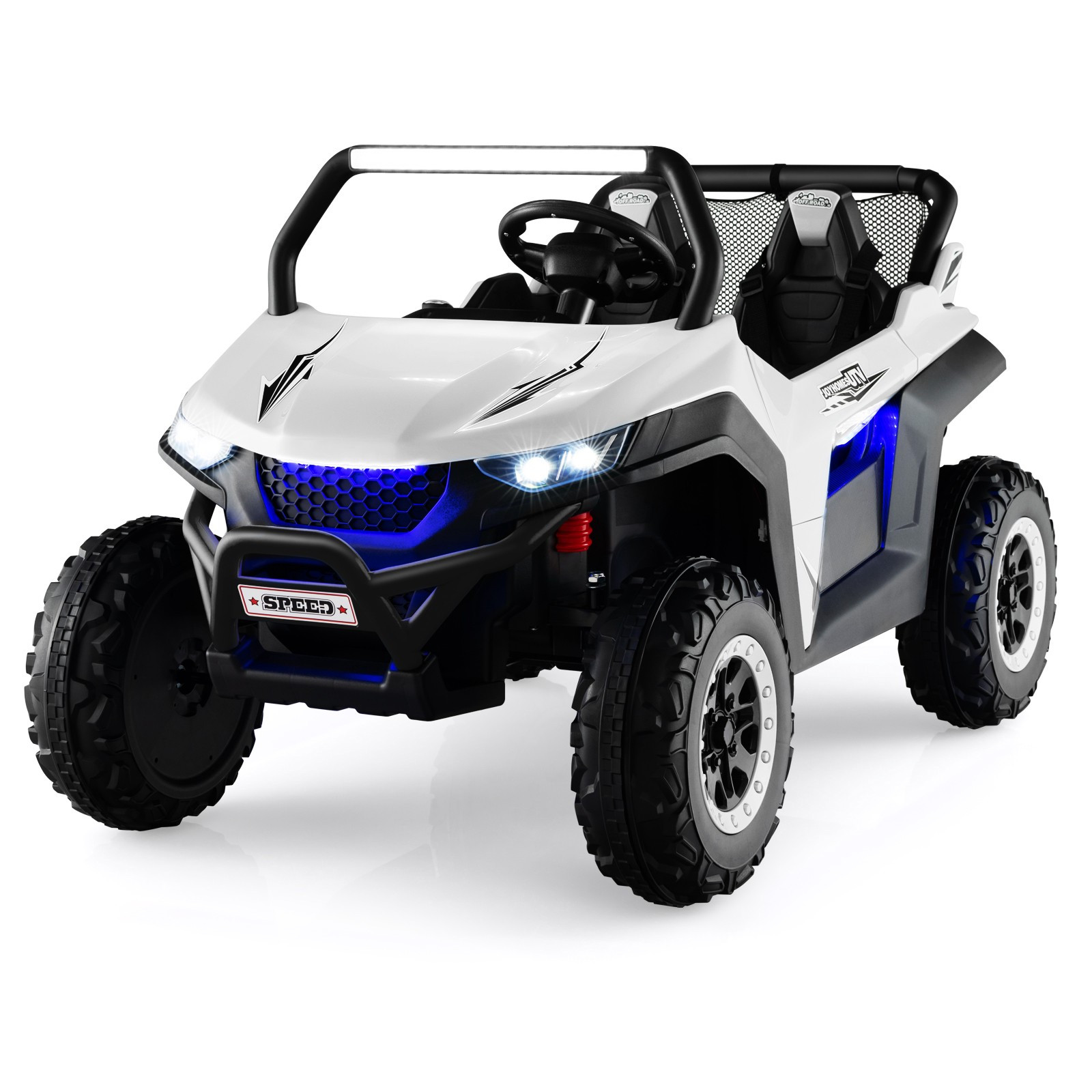 UTV per bambini da 12V, con telecomando, 2 posti, bianco