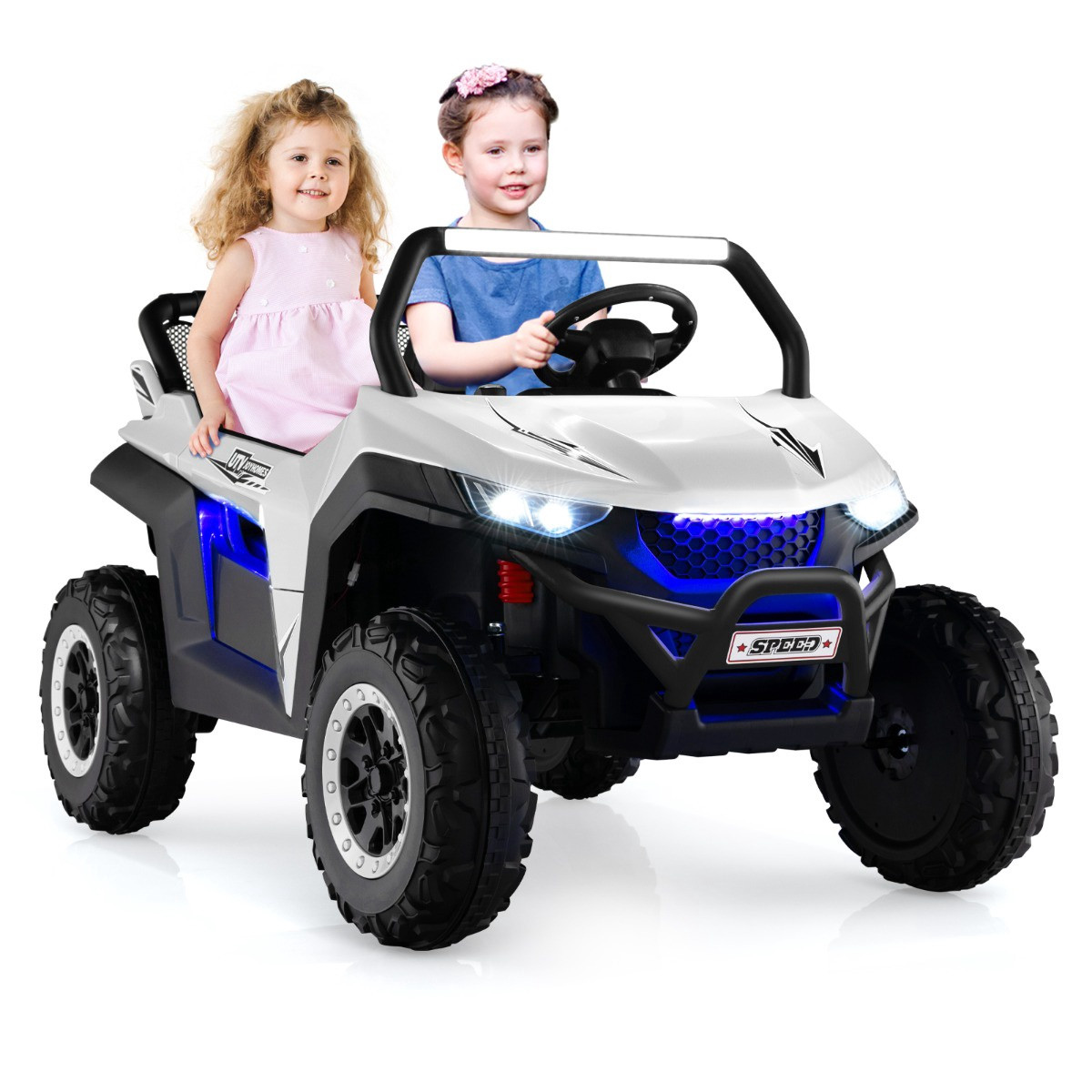 UTV per bambini da 12V, con telecomando, 2 posti, bianco