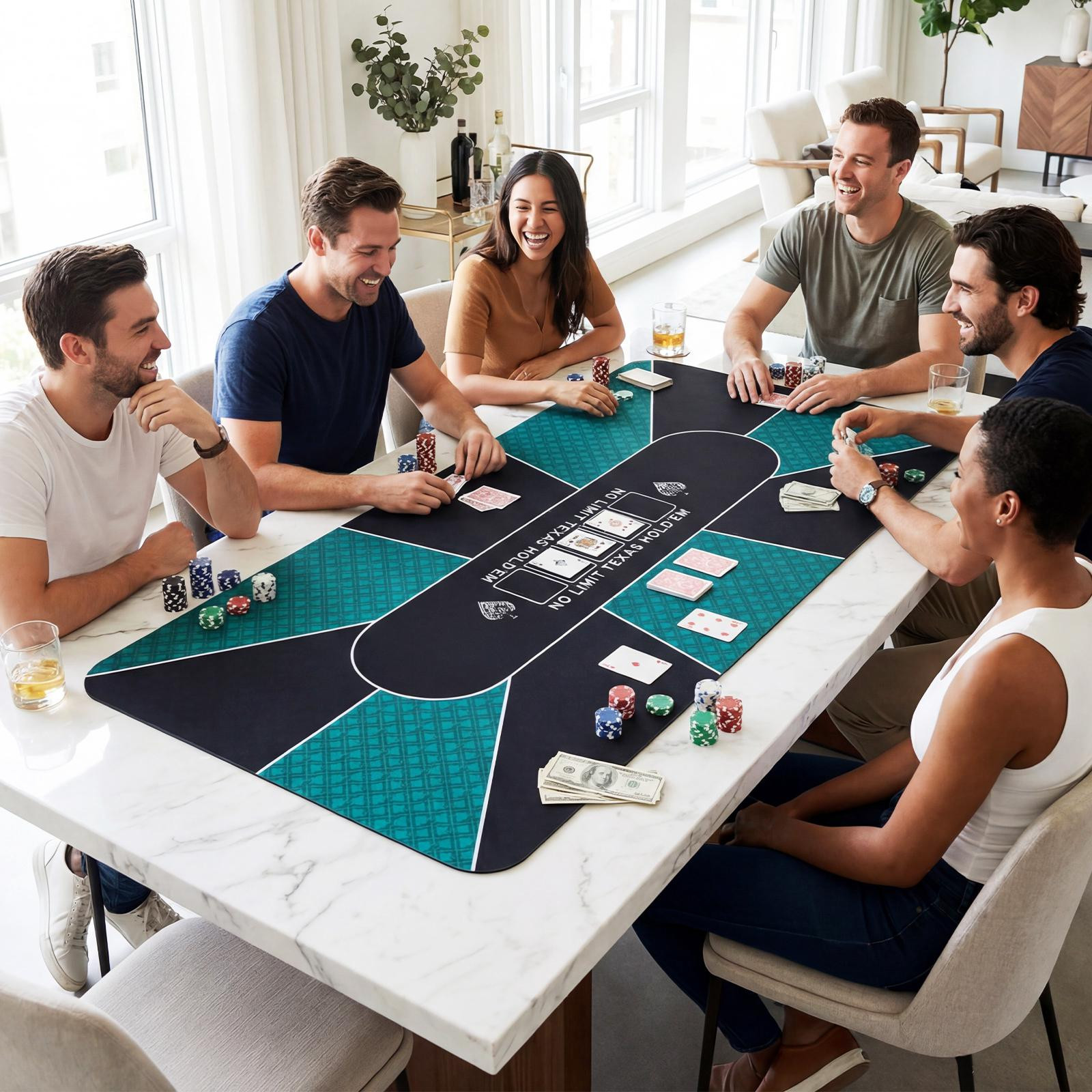Tapete para mesa de poker 70 x 35 polegadas, repelente à água, anti...