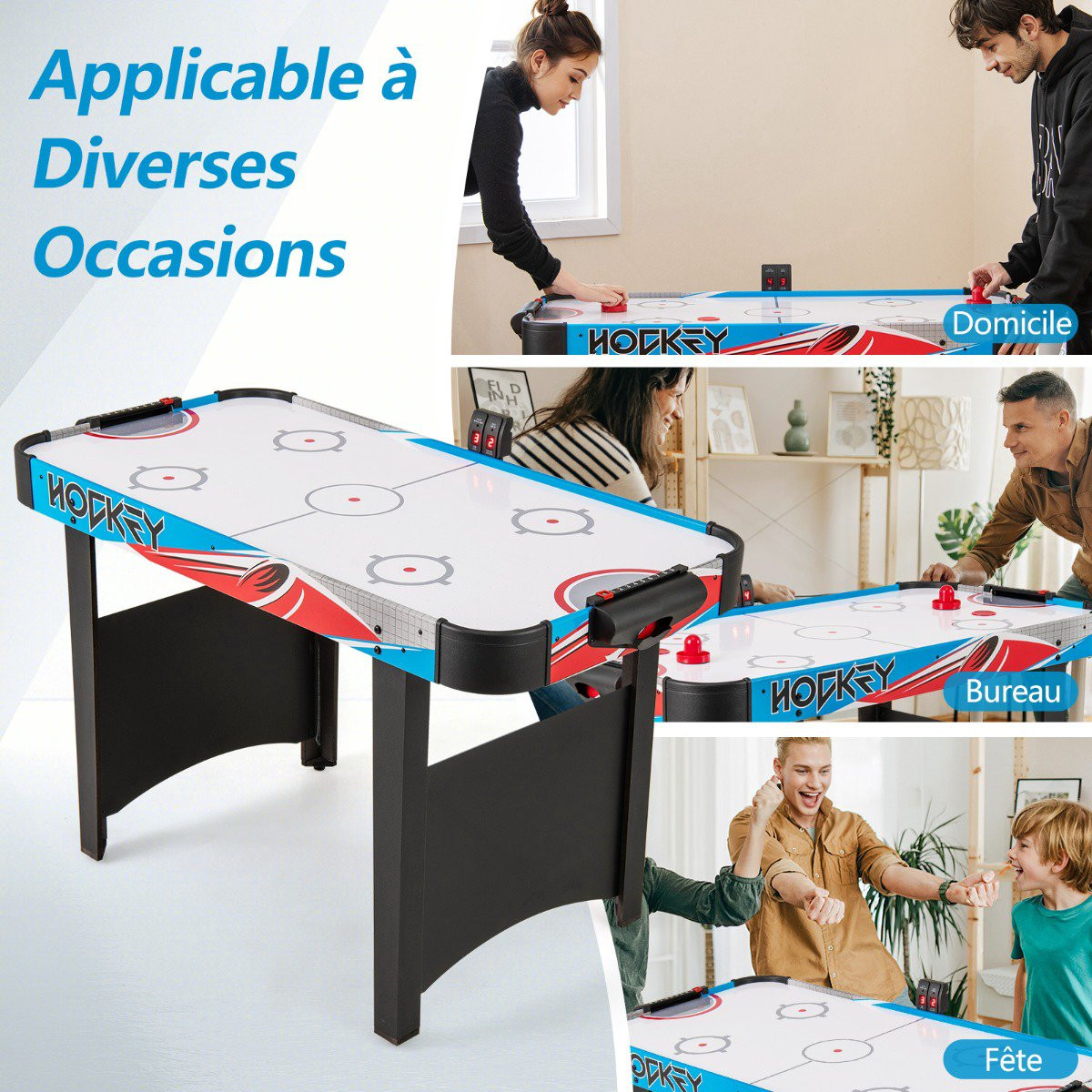 Mesa de Air Hockey de 48 polegadas, placar de LED, ventilador de 12V
