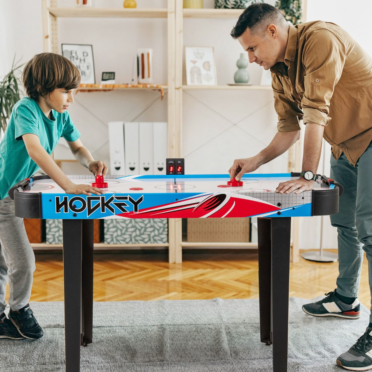 Mesa de Air Hockey de 48 polegadas, placar de LED, ventilador de 12V