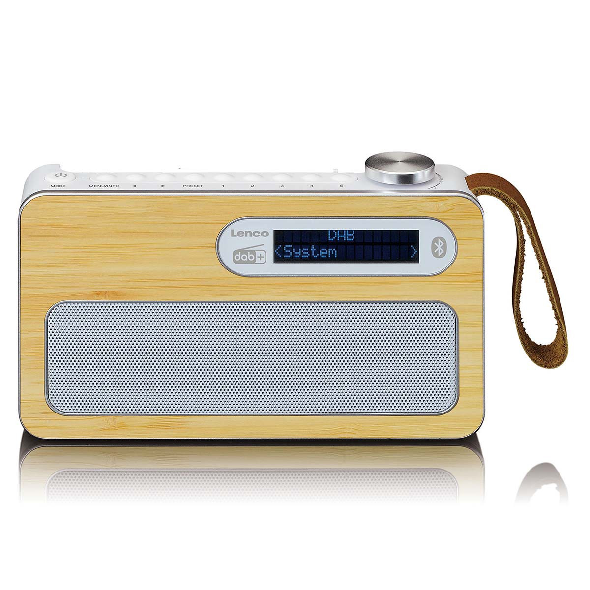 Rádio portátil DAB+ FM com Bluetooth, cor bambu, branco