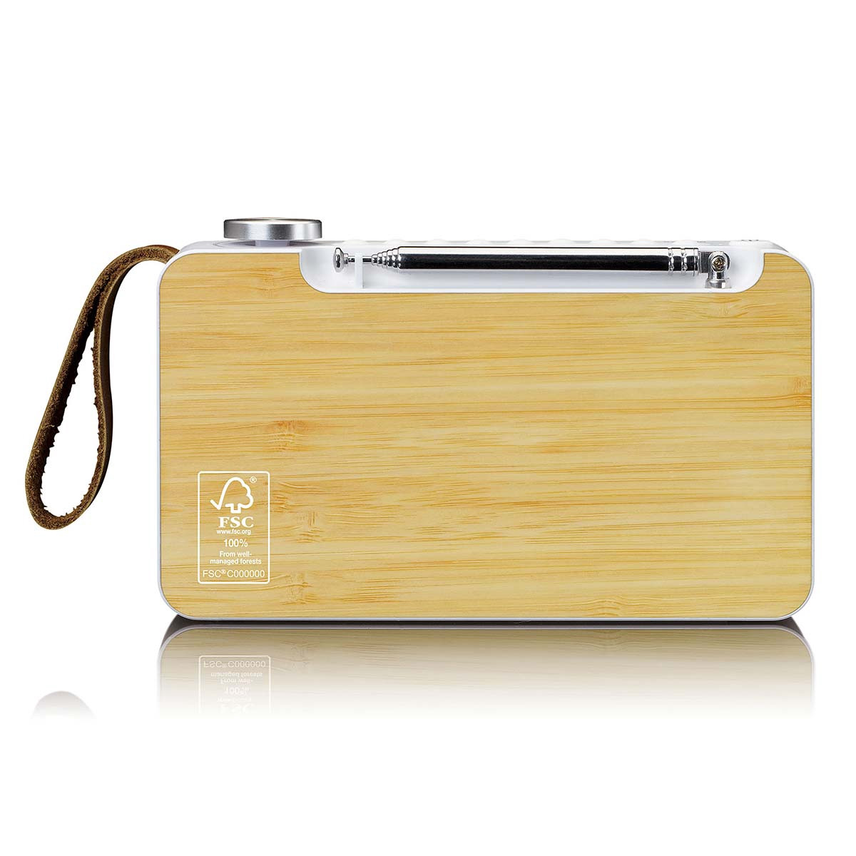 Rádio portátil DAB+ FM com Bluetooth, cor bambu, branco