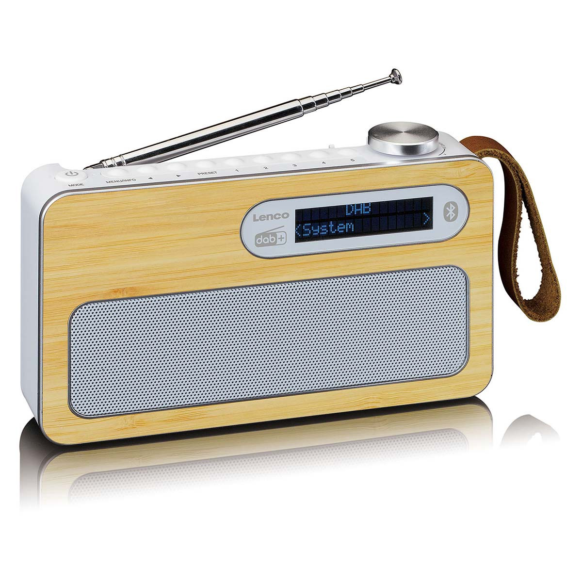 Rádio portátil DAB+ FM com Bluetooth, cor bambu, branco