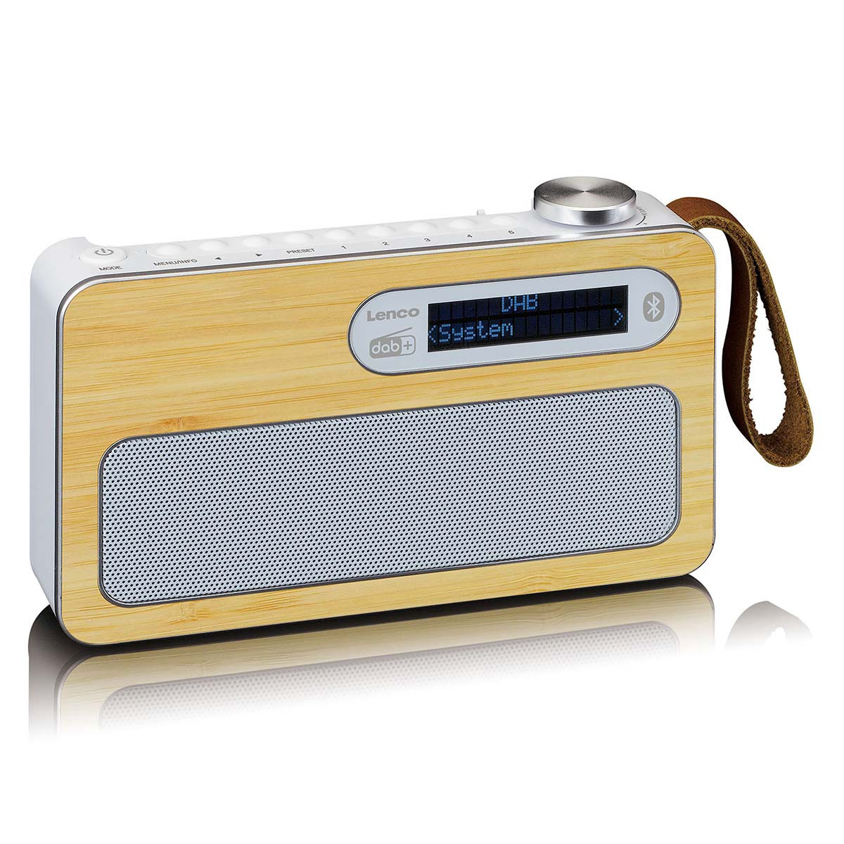 Rádio portátil DAB+ FM com Bluetooth, cor bambu, branco