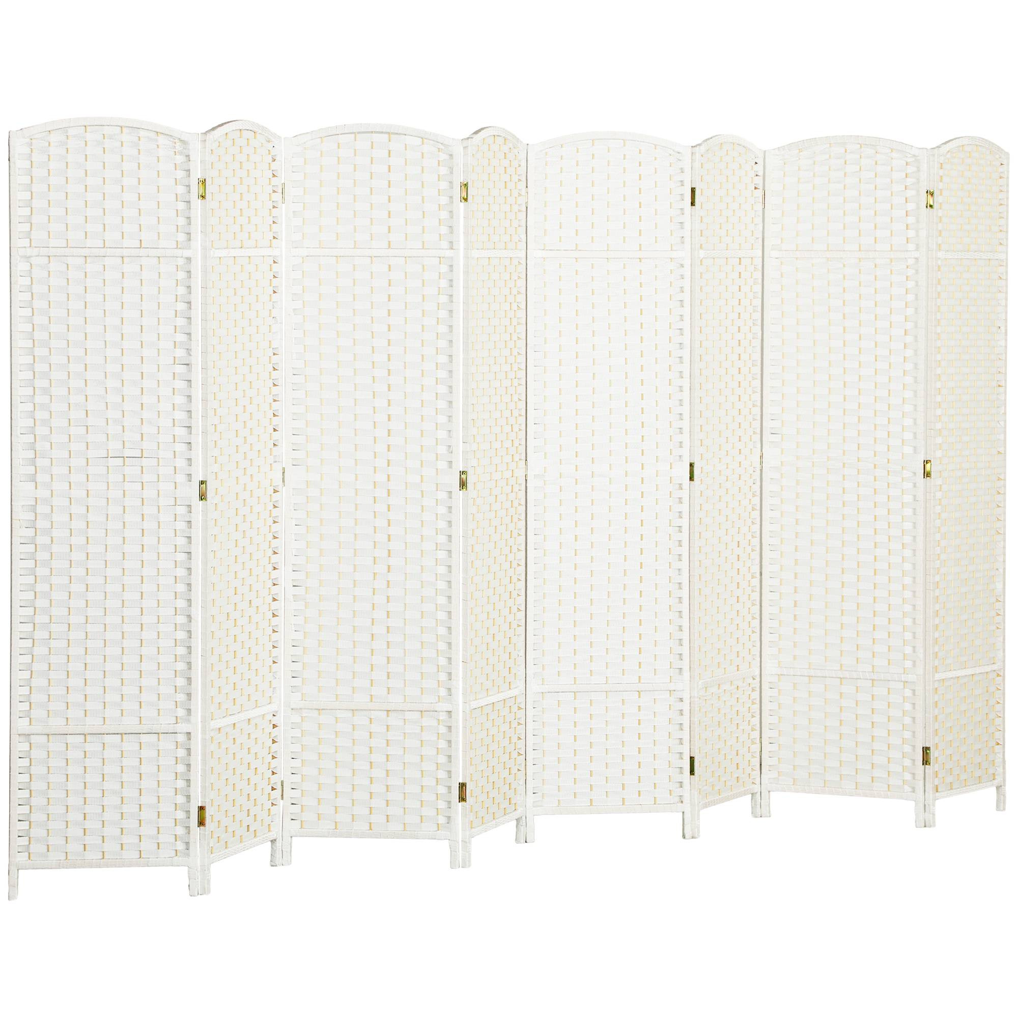 8-Panel Folding Room Divider Privacy Screen, White