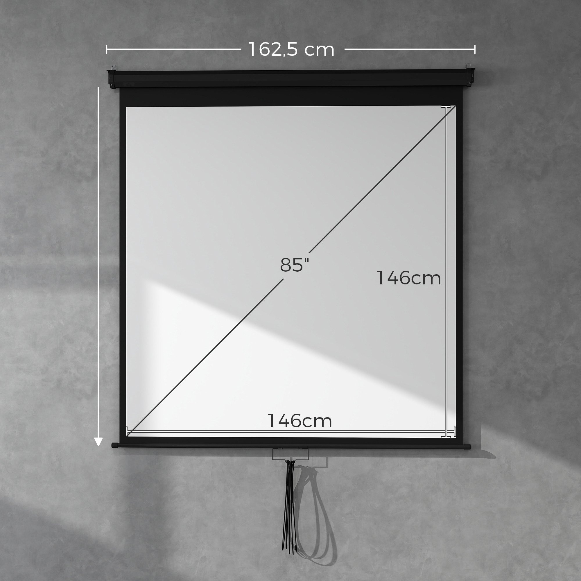 Projector Screen 85 Inch, 1:1 4K, Wall or Ceiling Mount