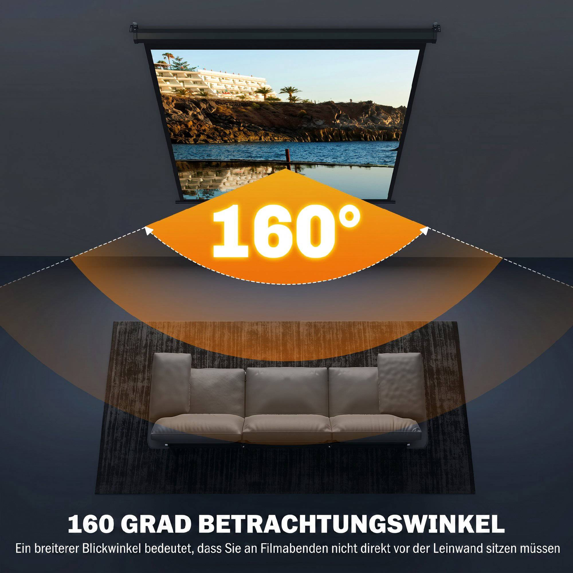 Projector Screen 85 Inch, 1:1 4K, Wall or Ceiling Mount