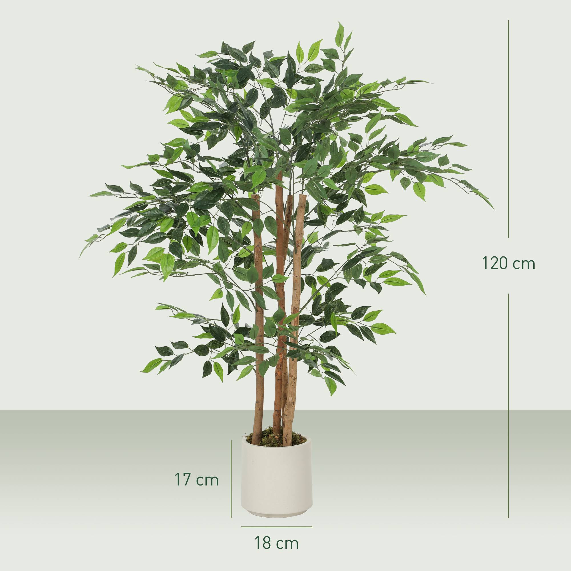 Artificial Banyan Tree 120 cm, Solid Wood Trunk