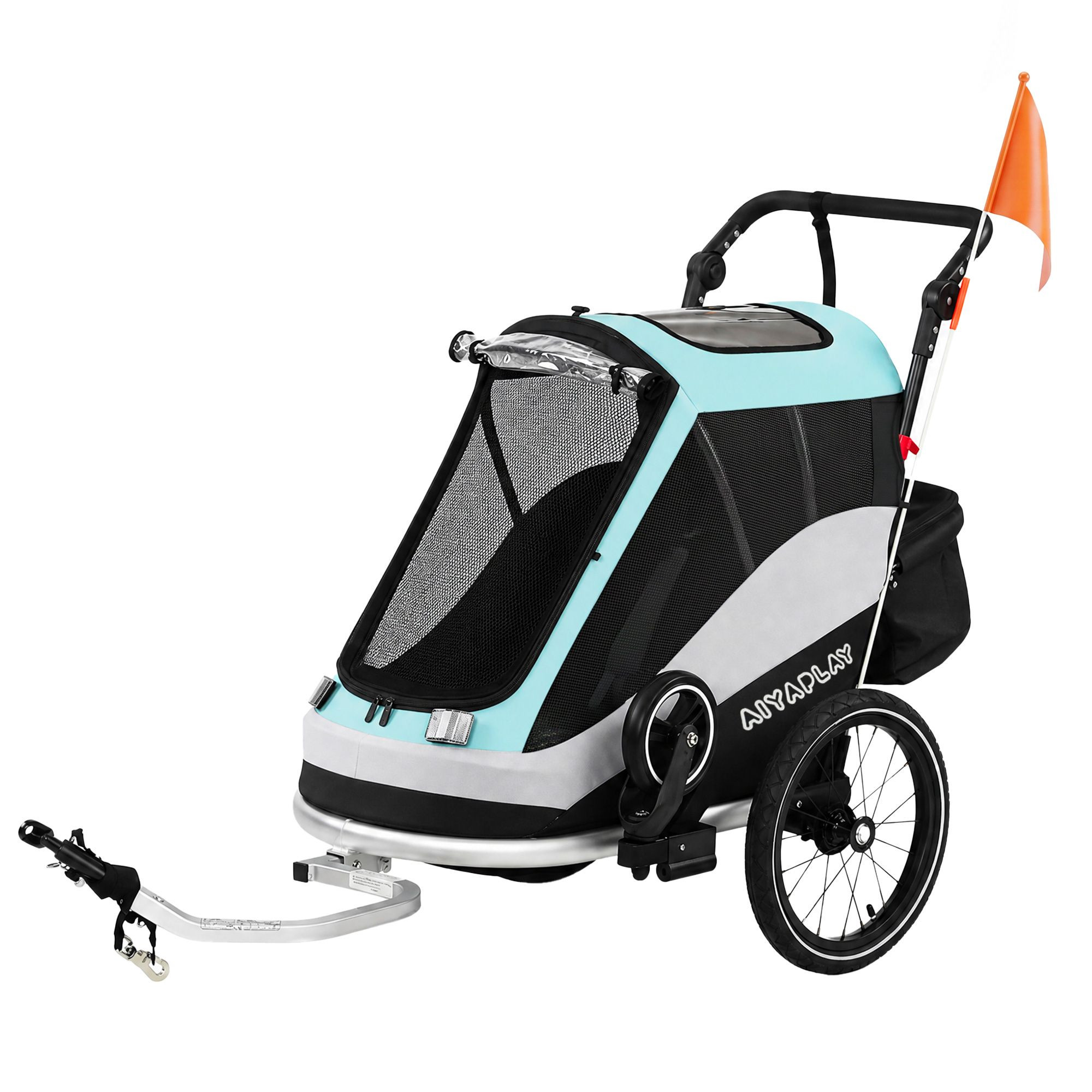 Carrinho de bebê/reboque para bicicleta 2 em 1, dobrável, com pneus...