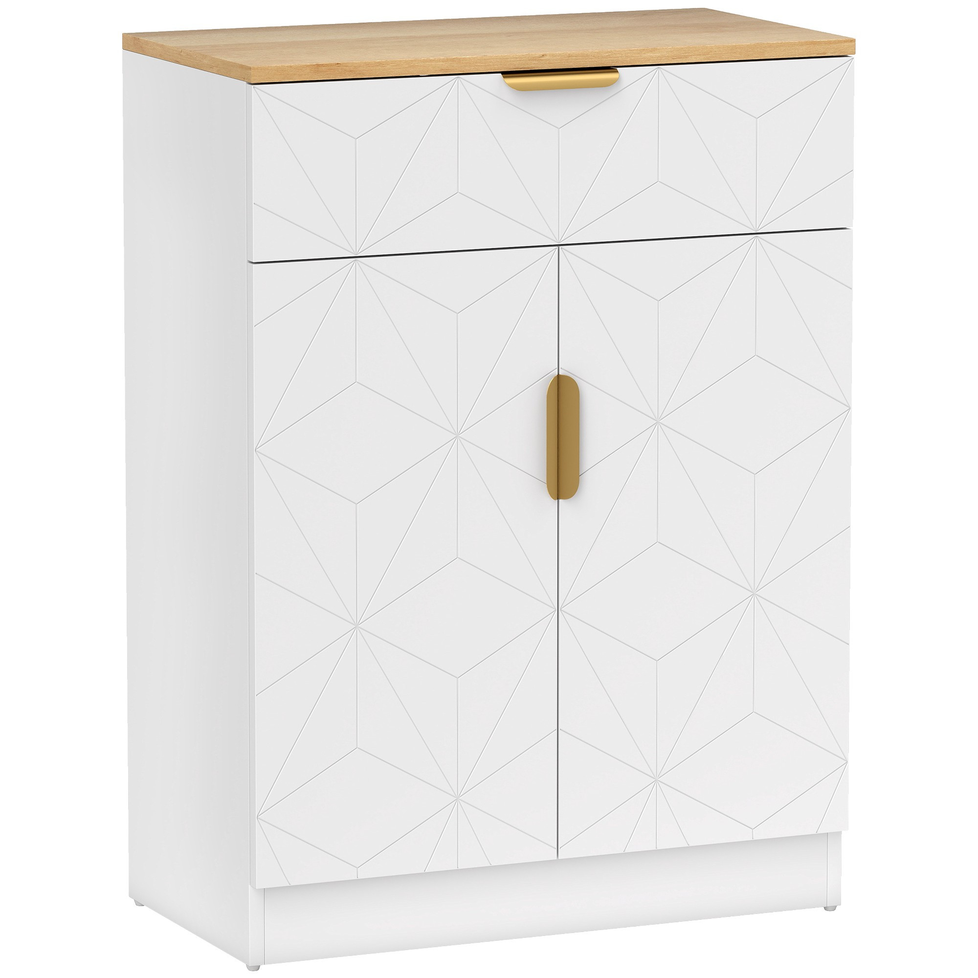 Sideboard Storage Cabinet With Drawer, Adjustable Shelf, White