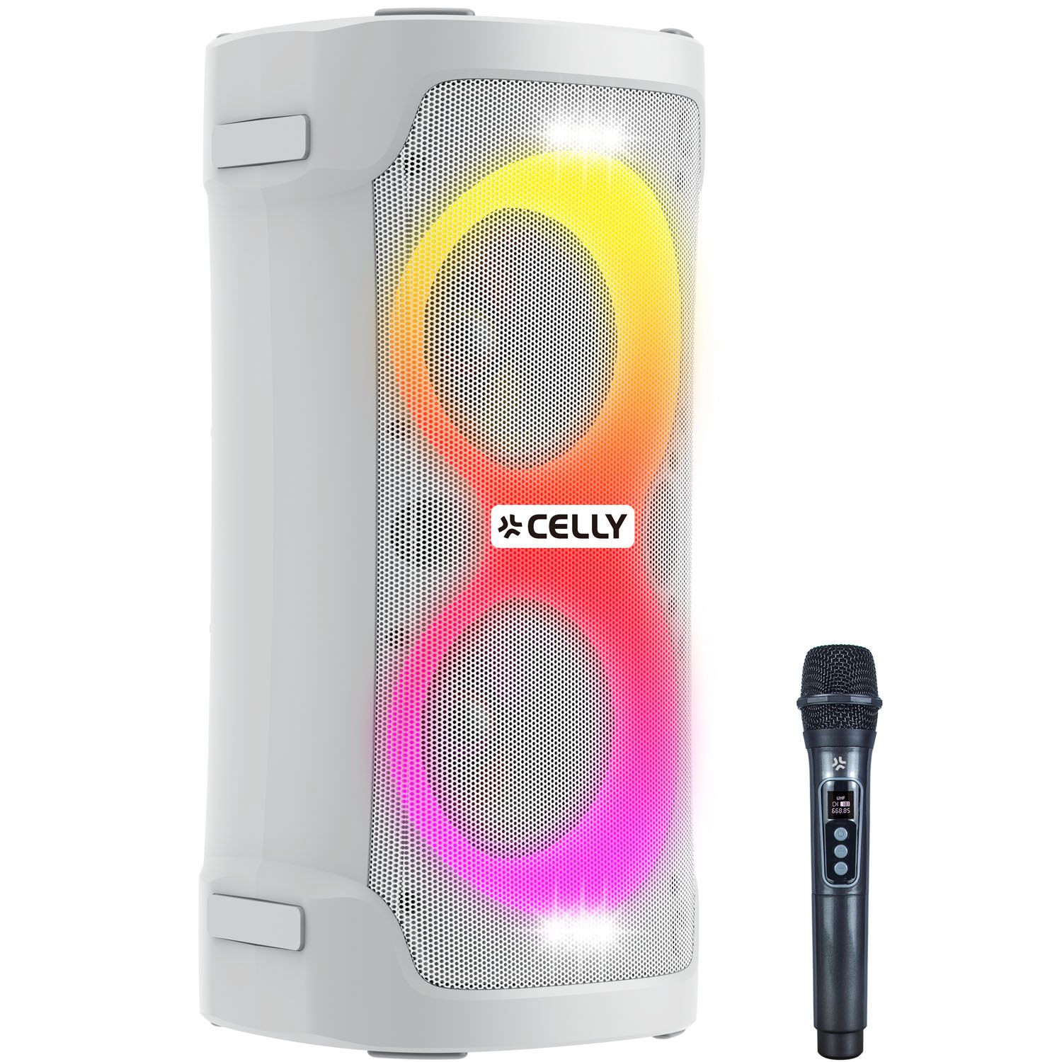 Bluetooth-feestluidspreker 45W met draadloze microfoon, wit