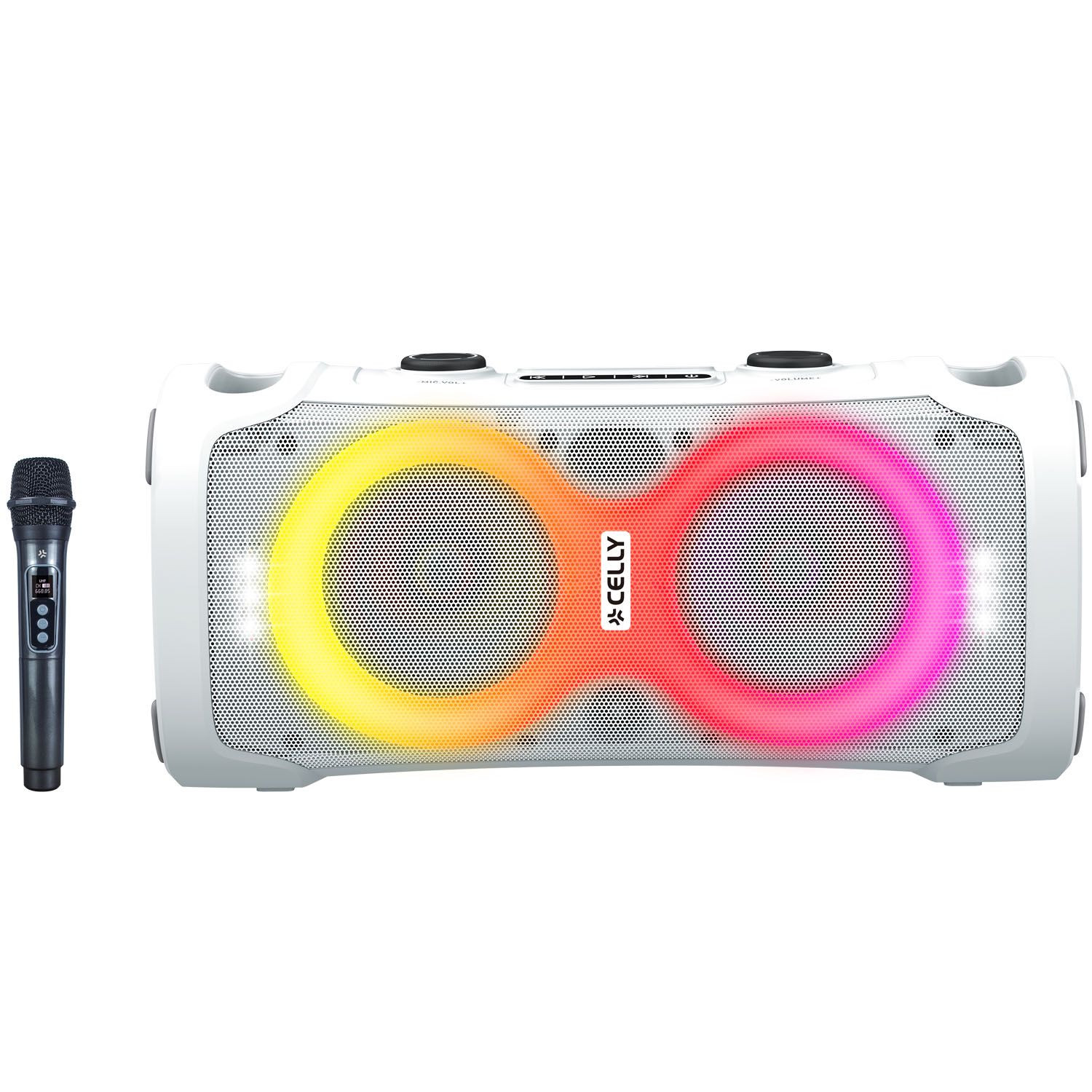 Bluetooth-feestluidspreker 45W met draadloze microfoon, wit