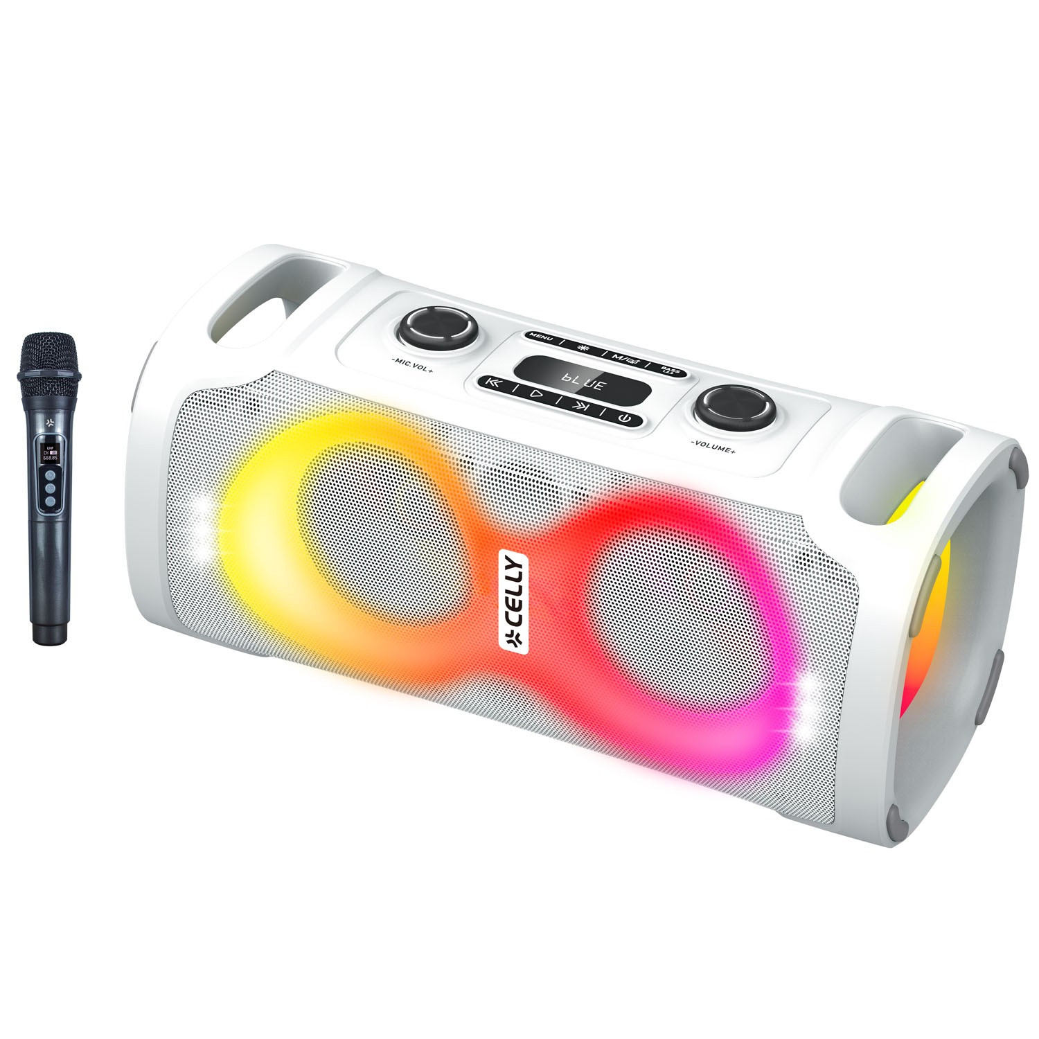Bluetooth-feestluidspreker 45W met draadloze microfoon, wit