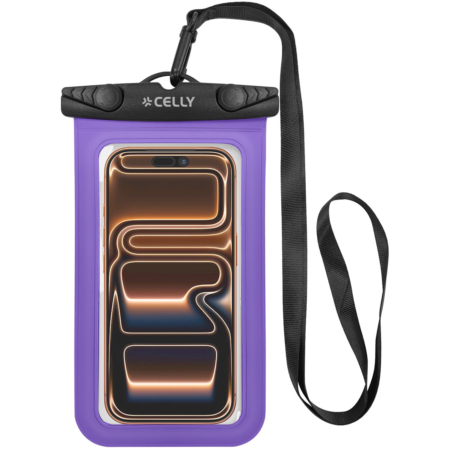 Capa impermeável para celular, IPX8, até 7 polegadas, roxa