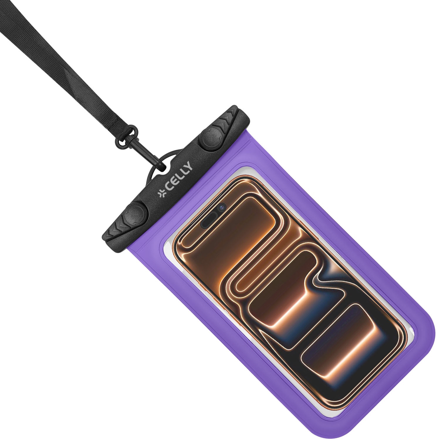 Capa impermeável para celular, IPX8, até 7 polegadas, roxa