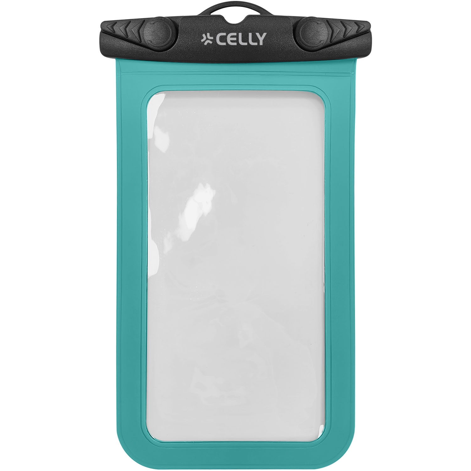 Capa impermeável para celular, IPX8, até 7 polegadas, turquesa.