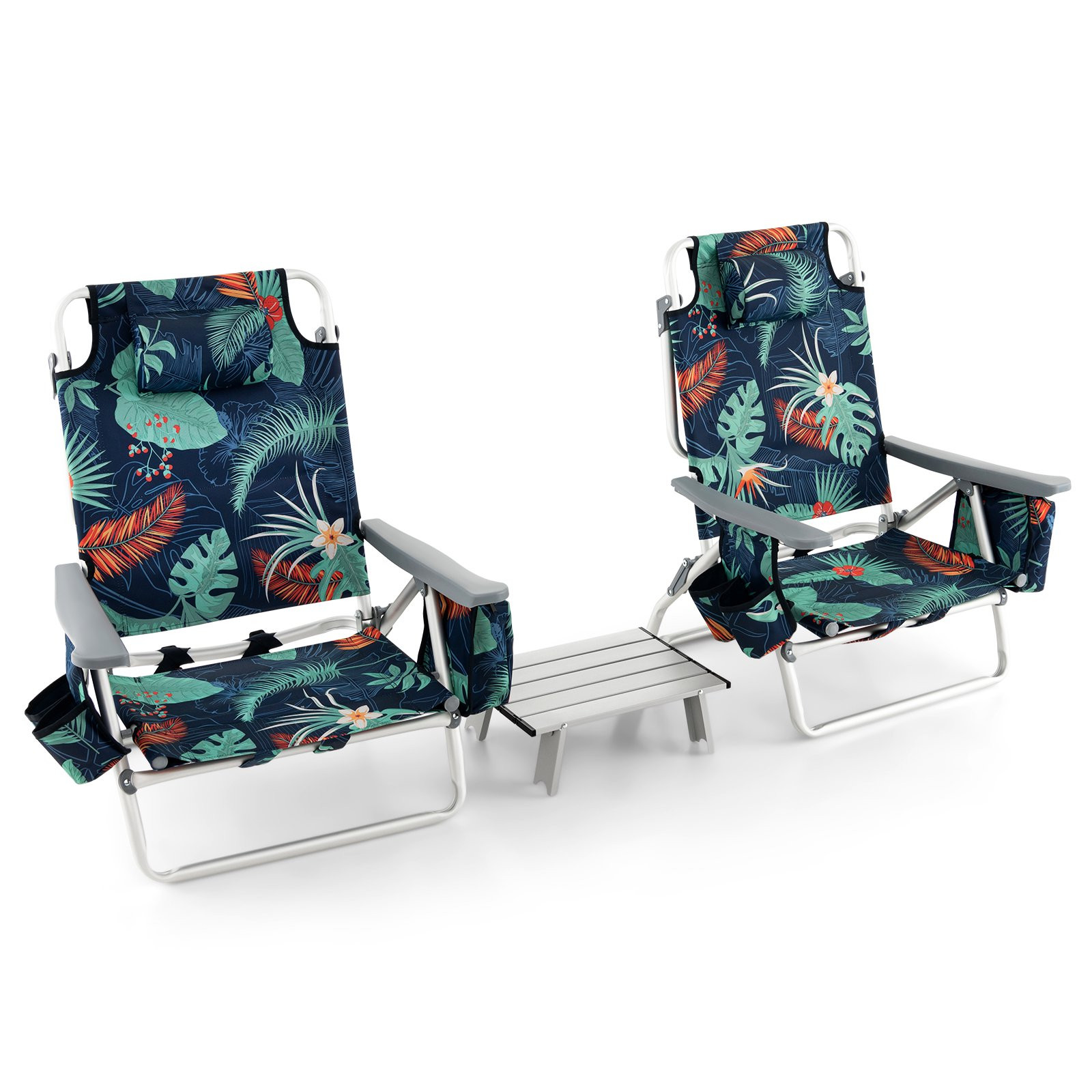 2er-Pack klappbare Strandstühle mit Tisch