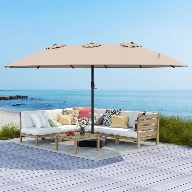 Doppelseitiger brauner Sonnenschirm mit Ständer, 180 g Polyester