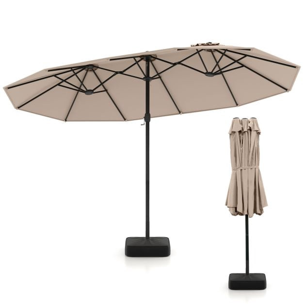Doppelseitiger brauner Sonnenschirm mit Ständer, 180 g Polyester