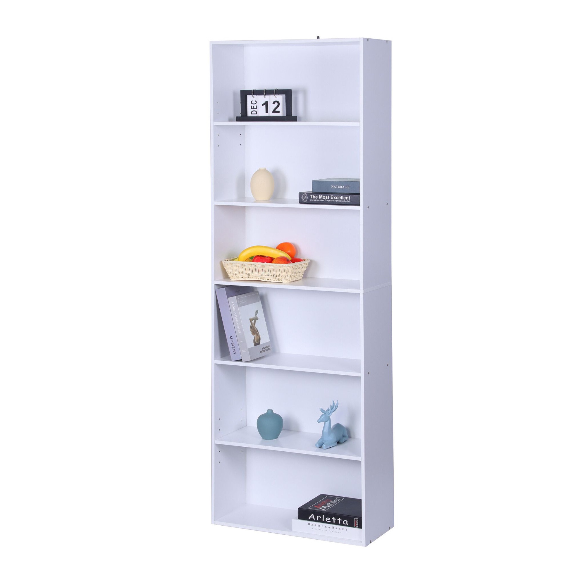 White Adjustable Shelf Bookcase, 100 cm