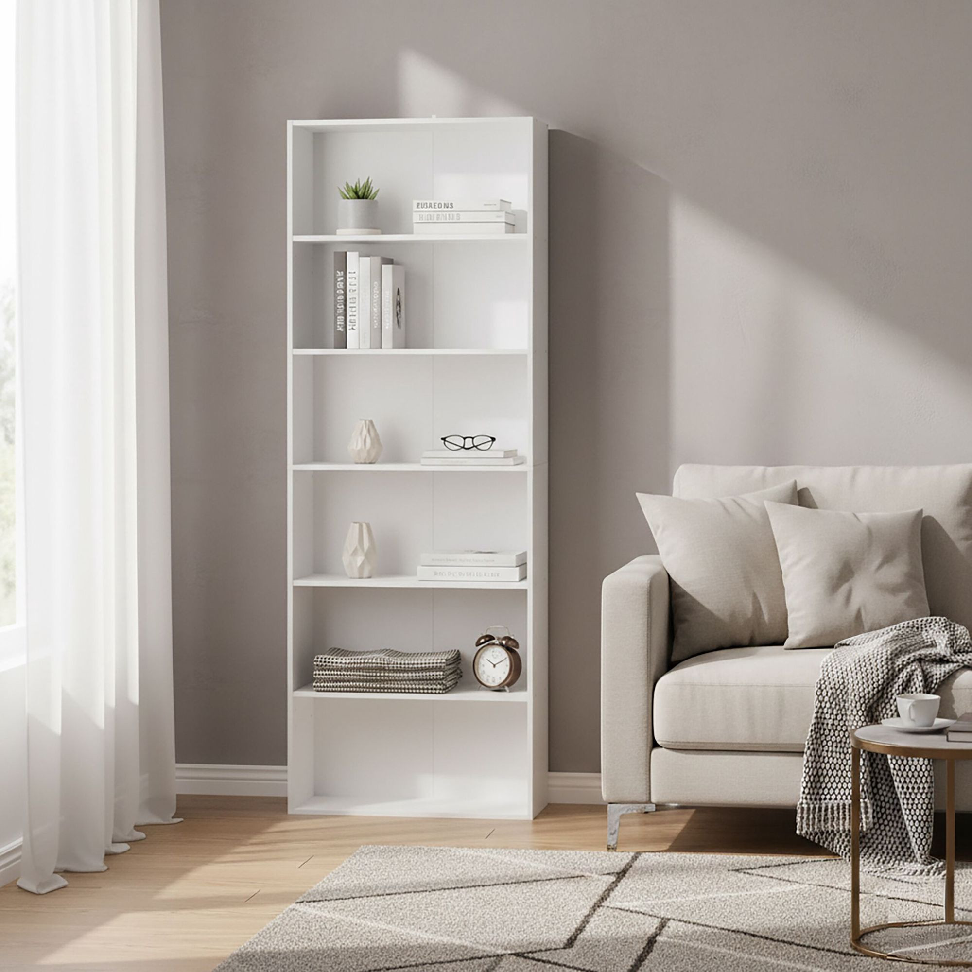 White Adjustable Shelf Bookcase, 100 cm