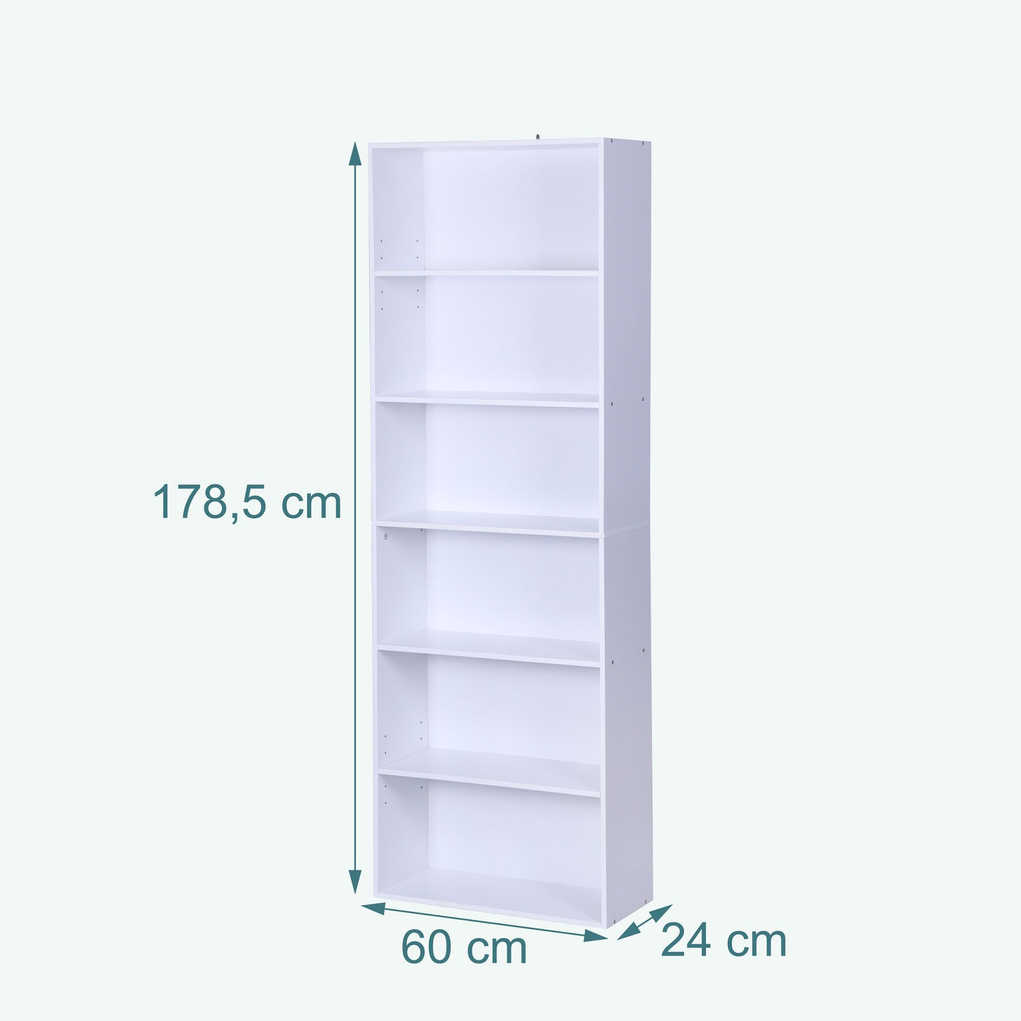 White Adjustable Shelf Bookcase, 100 cm