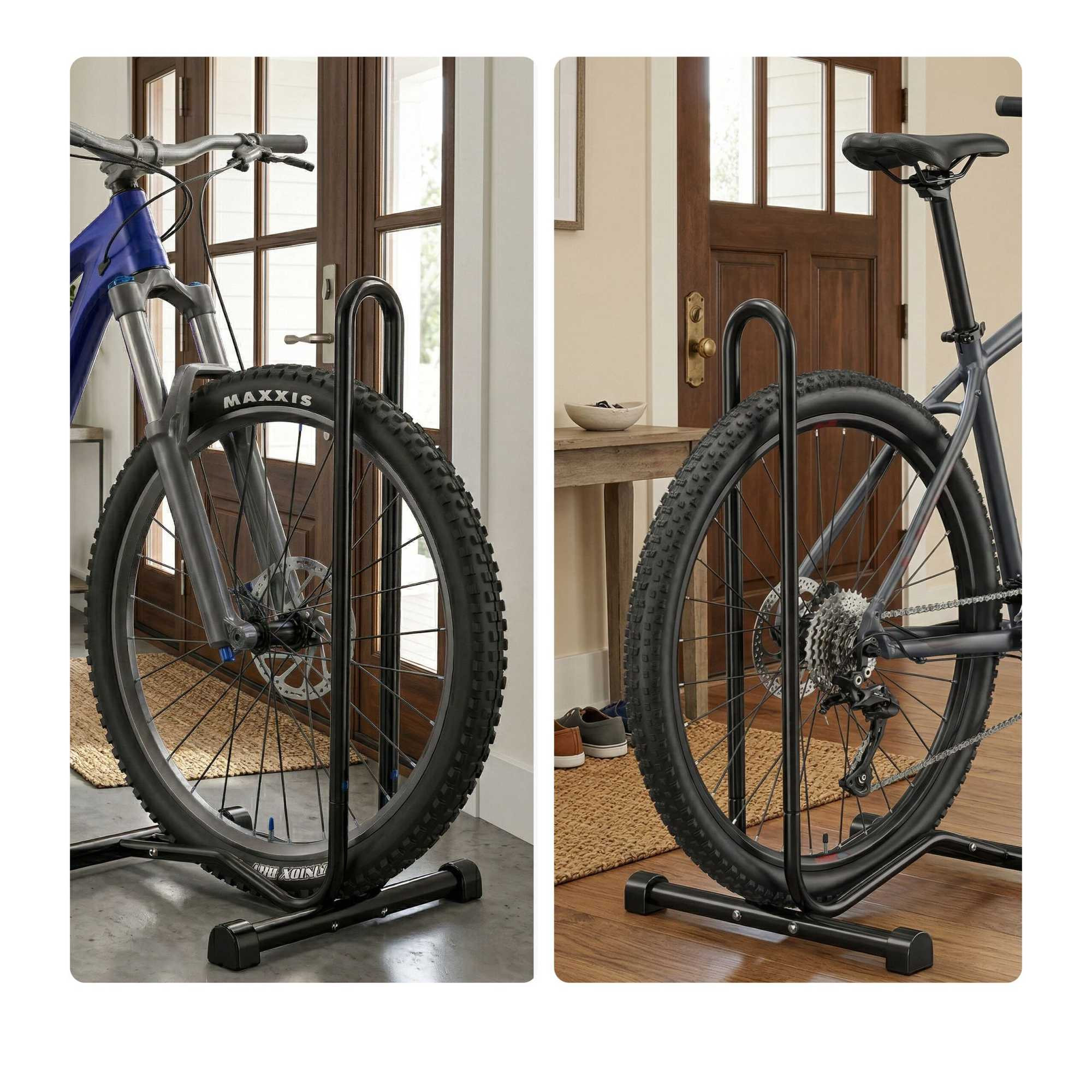 Suporte de chão preto para bicicleta, compatível com rodas de 26 a ...