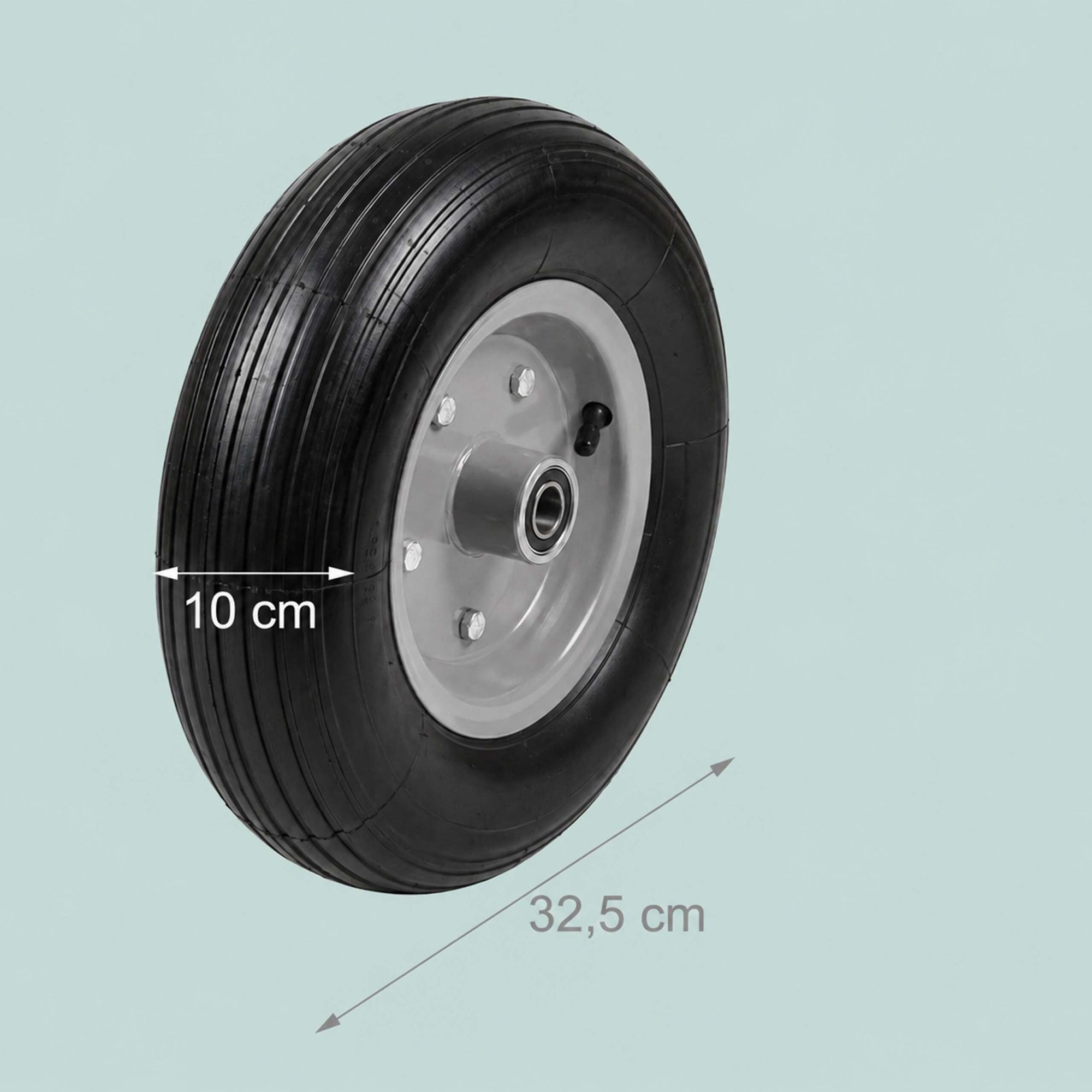 Solid Rubber Wheelbarrow Wheels, 4.00-6, Black-Grey