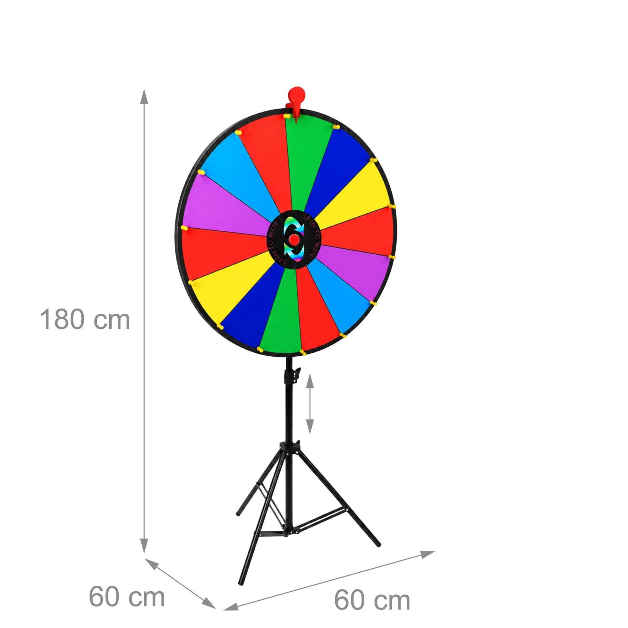 Roue de la fortune multicolore de 60 cm avec support