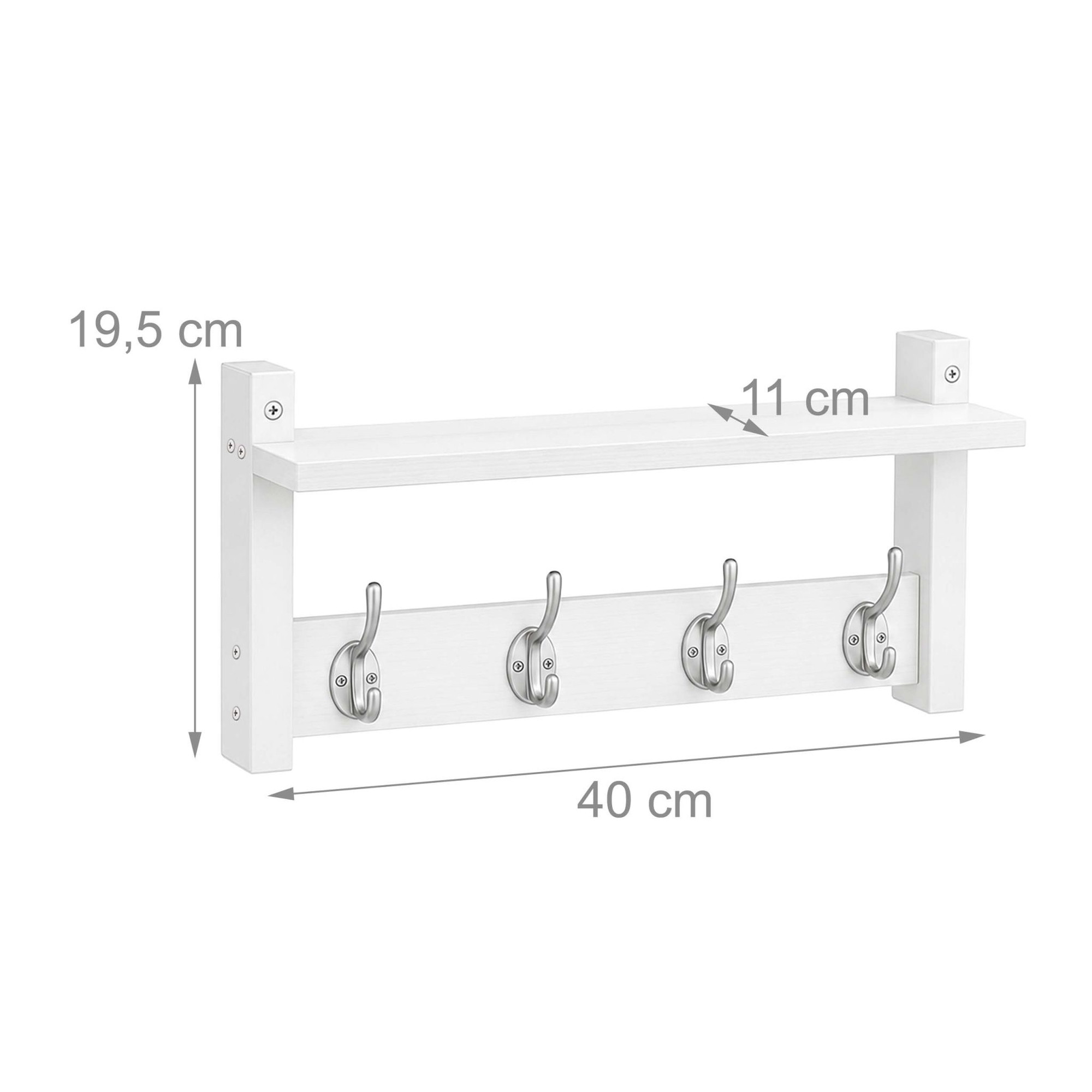Conjunto de Cabideiro de Parede, Branco – MDF e Ferro